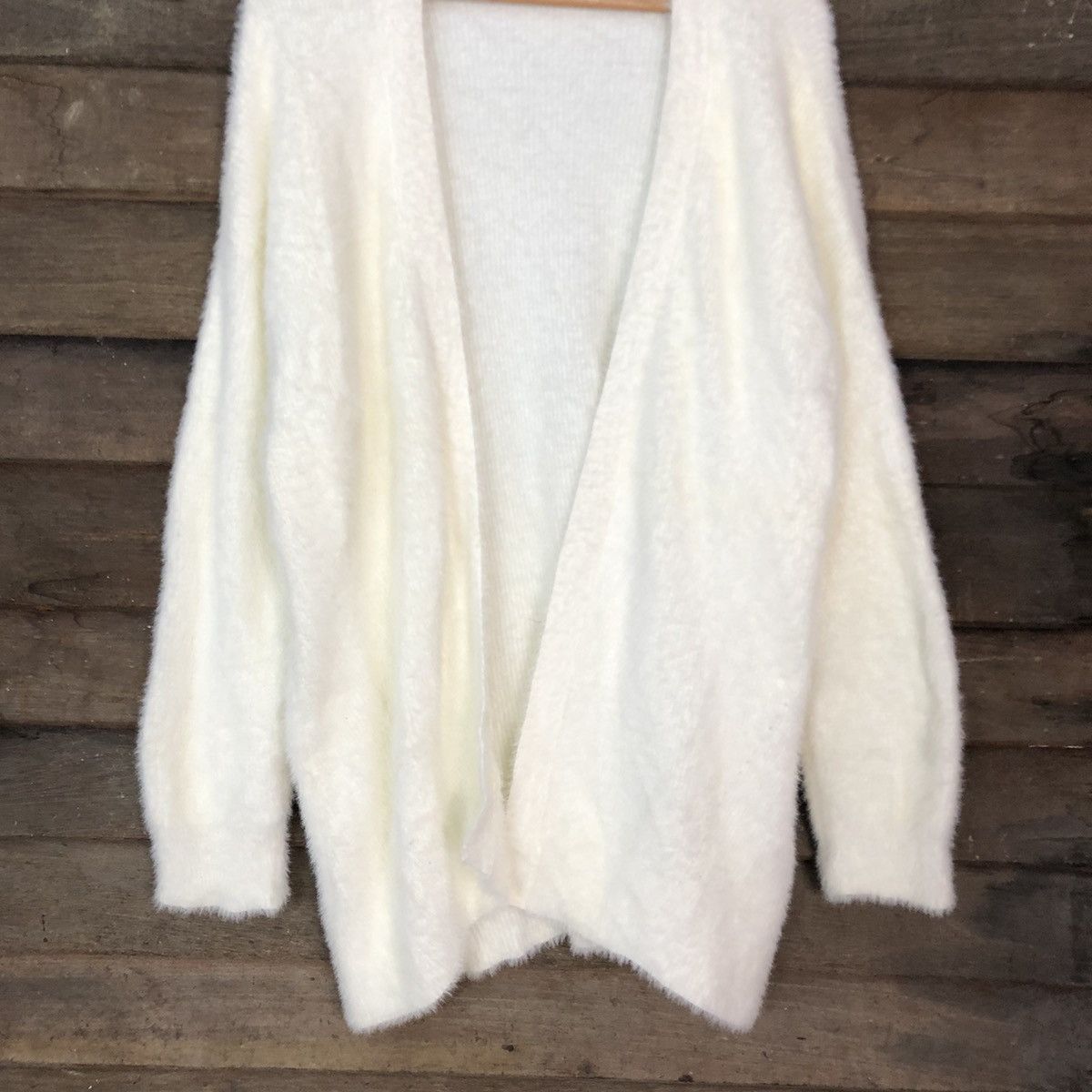 Homespun Knitwear DL GU Japan White fur Mohair Shag Shaggy Knitwear #C1089 Size US L / EU 52-54 / 3 - 6 Thumbnail