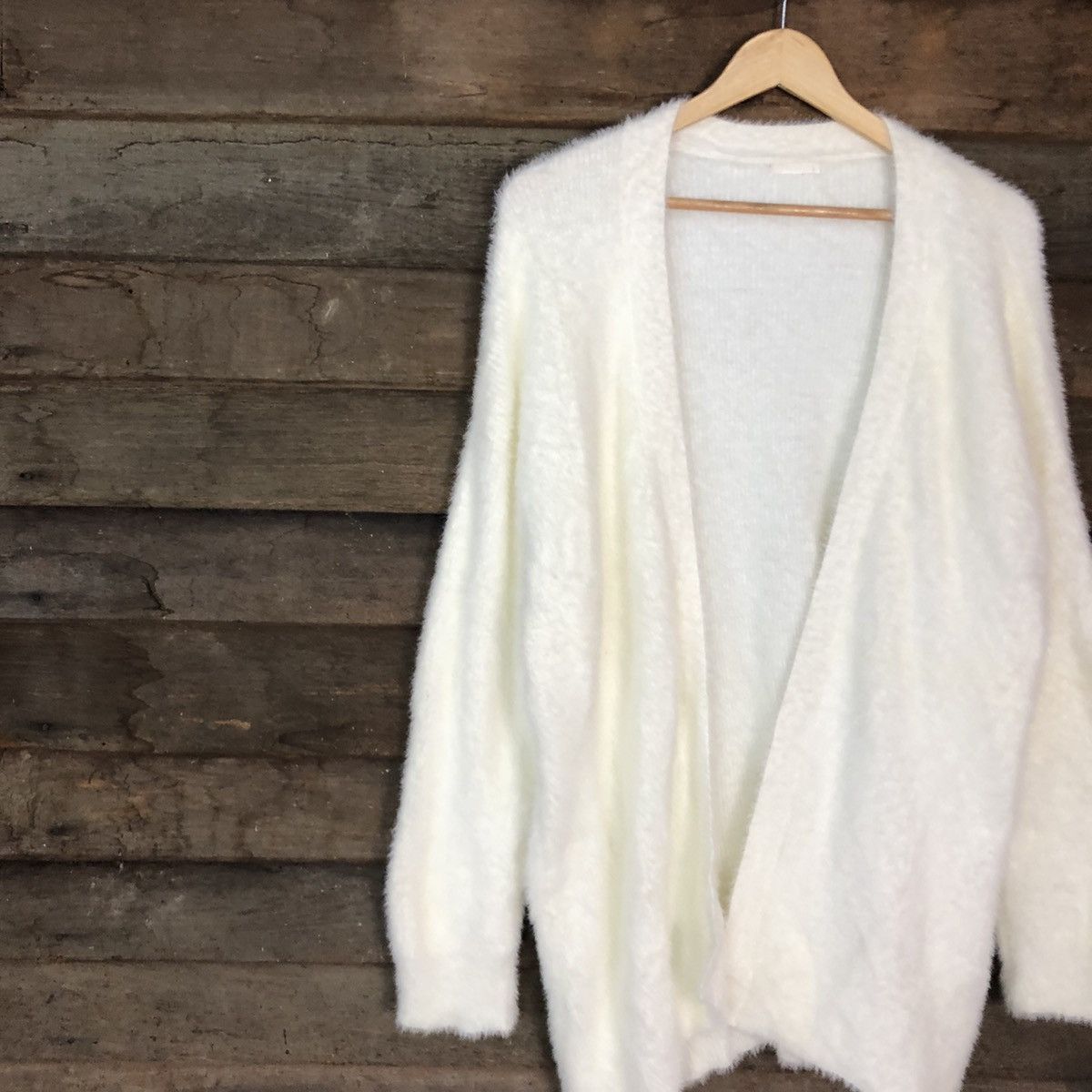 Homespun Knitwear DL GU Japan White fur Mohair Shag Shaggy Knitwear #C1089 Size US L / EU 52-54 / 3 - 5 Thumbnail