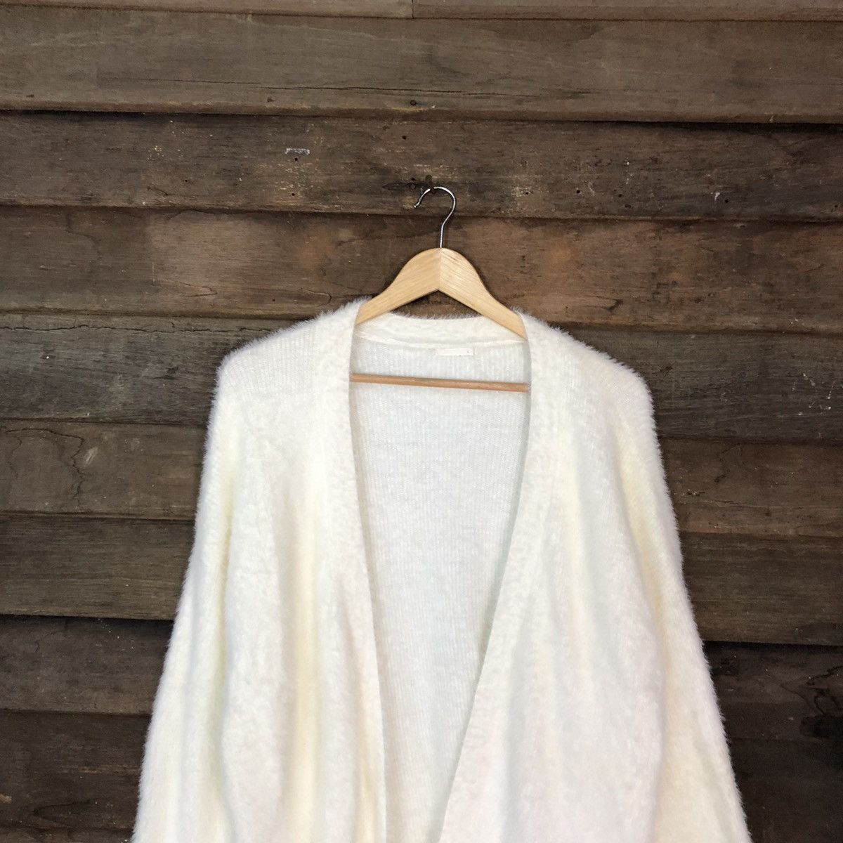 Homespun Knitwear DL GU Japan White fur Mohair Shag Shaggy Knitwear #C1089 Size US L / EU 52-54 / 3 - 7 Thumbnail