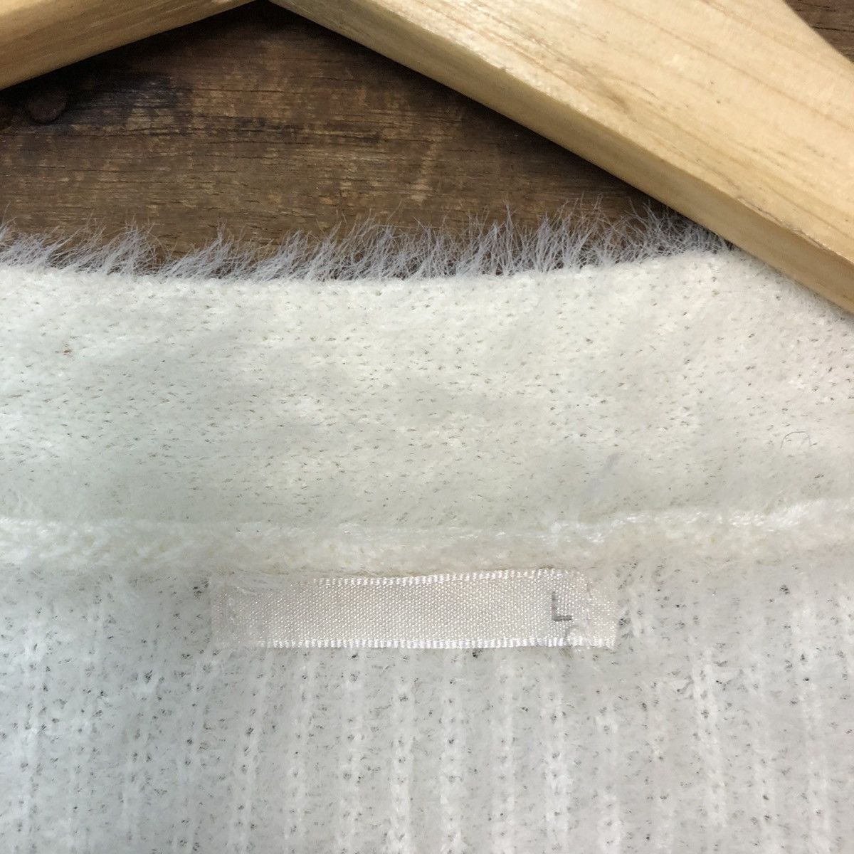 Homespun Knitwear DL GU Japan White fur Mohair Shag Shaggy Knitwear #C1089 Size US L / EU 52-54 / 3 - 8 Thumbnail