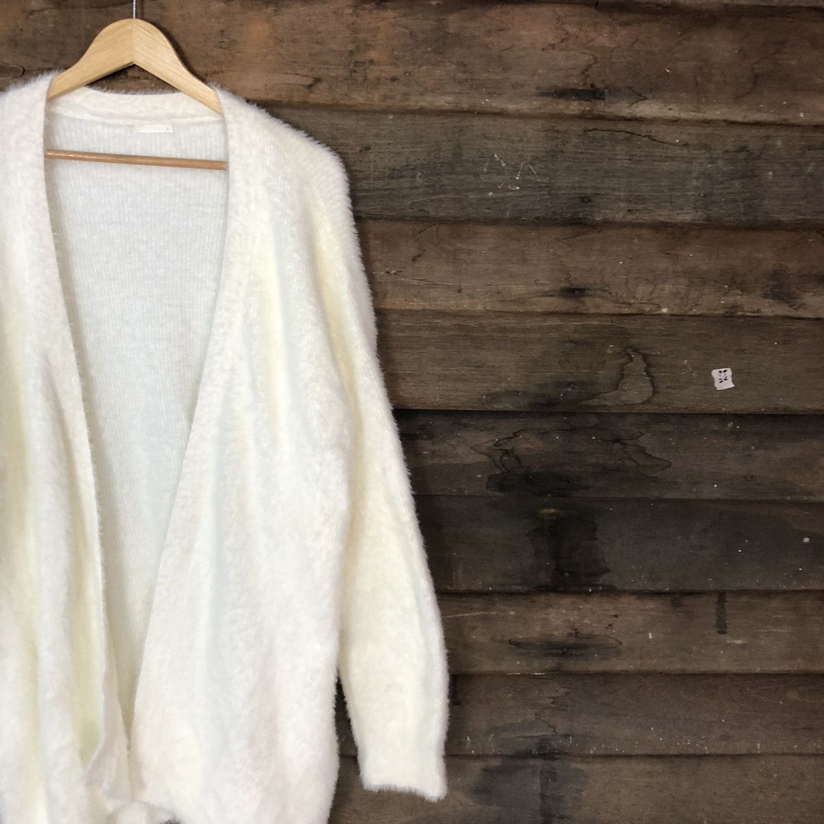 Homespun Knitwear DL GU Japan White fur Mohair Shag Shaggy Knitwear #C1089 Size US L / EU 52-54 / 3 - 3 Thumbnail