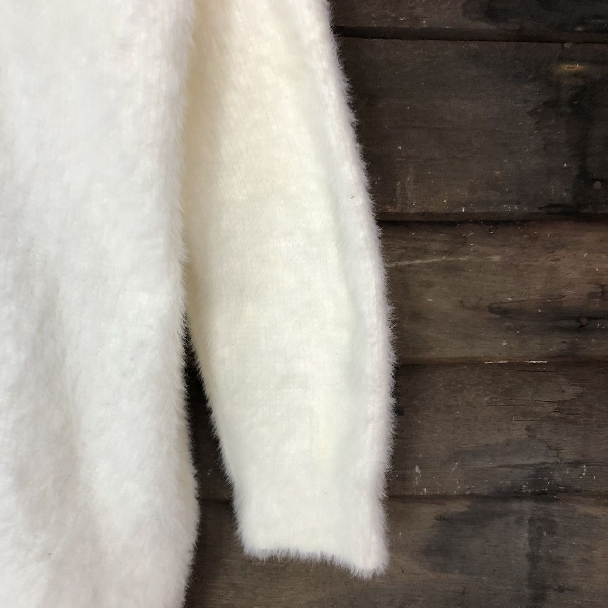 Homespun Knitwear DL GU Japan White fur Mohair Shag Shaggy Knitwear #C1089 Size US L / EU 52-54 / 3 - 2 Thumbnail