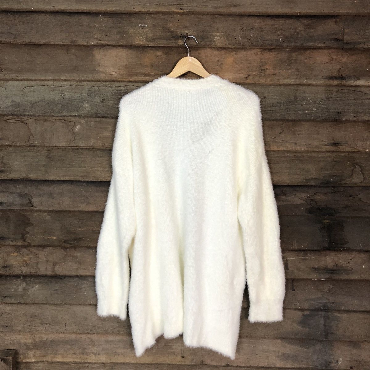 Homespun Knitwear DL GU Japan White fur Mohair Shag Shaggy Knitwear #C1089 Size US L / EU 52-54 / 3 - 9 Thumbnail