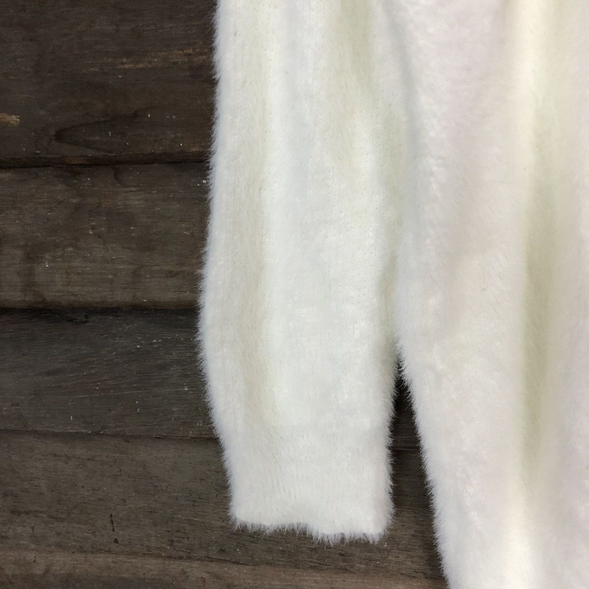 Homespun Knitwear DL GU Japan White fur Mohair Shag Shaggy Knitwear #C1089 Size US L / EU 52-54 / 3 - 4 Thumbnail