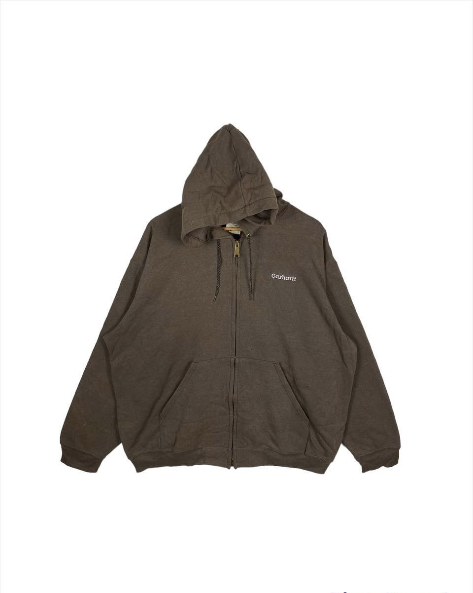 Carhartt × Carhartt Wip Vintage 90s Carhartt Oversize Plain Brown Hoodie Sweatshirt Size US XL / EU 56 / 4 - 1 Thumbnail