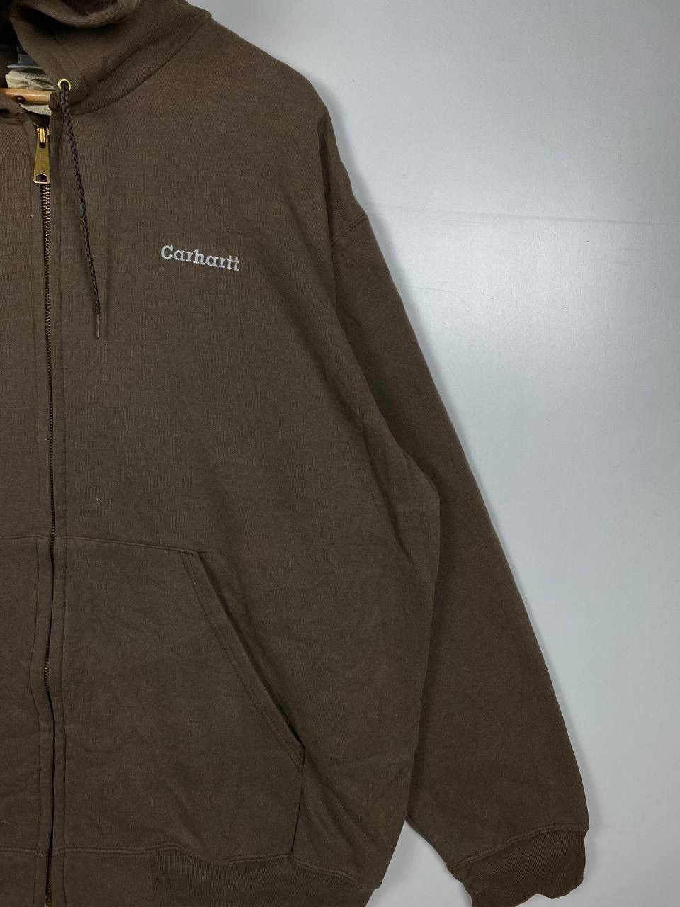 Carhartt × Carhartt Wip Vintage 90s Carhartt Oversize Plain Brown Hoodie Sweatshirt Size US XL / EU 56 / 4 - 2 Thumbnail