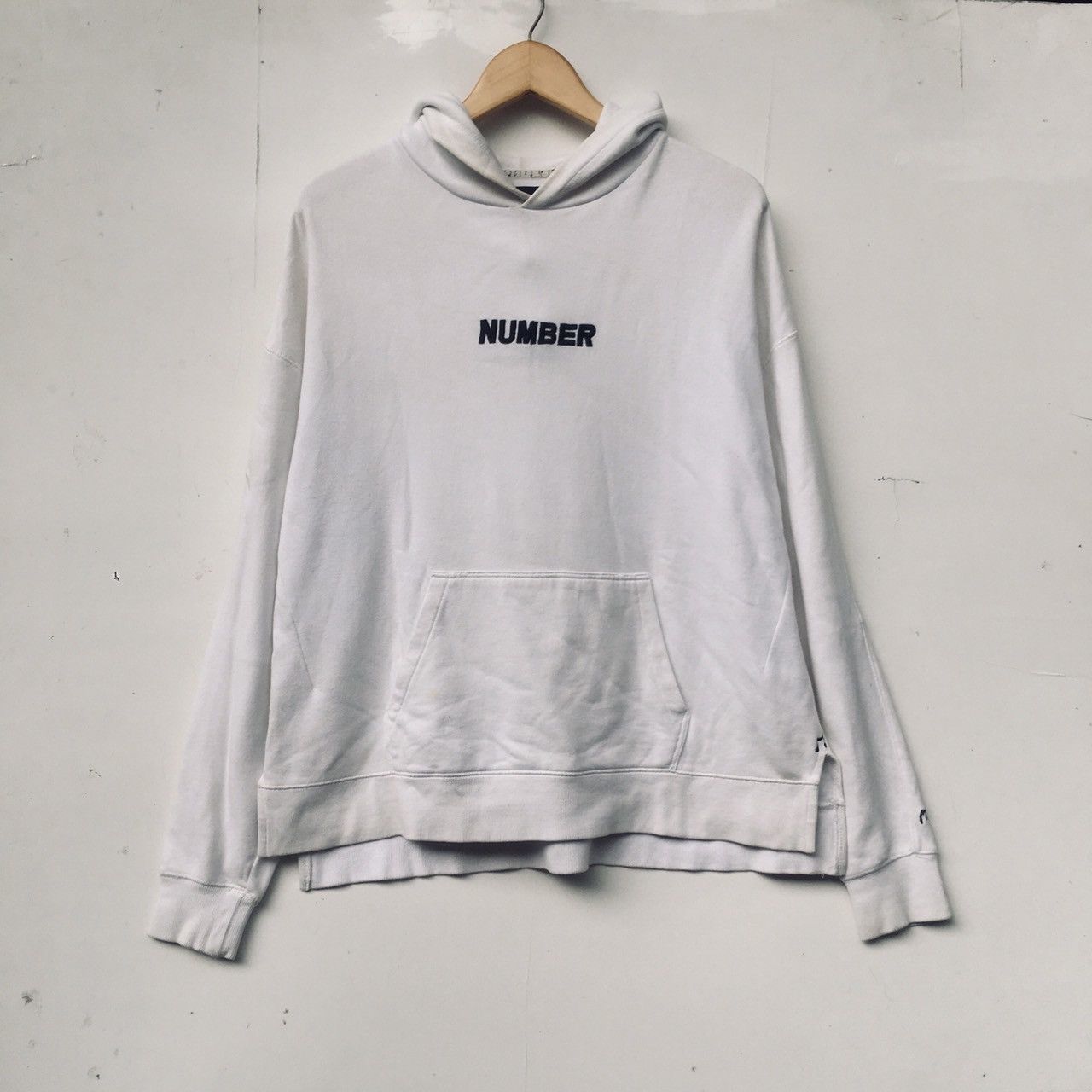 image of Number N Ine Number (N)Ine Denim Line Oversized Hoodie in White, Men's (Size Medium)