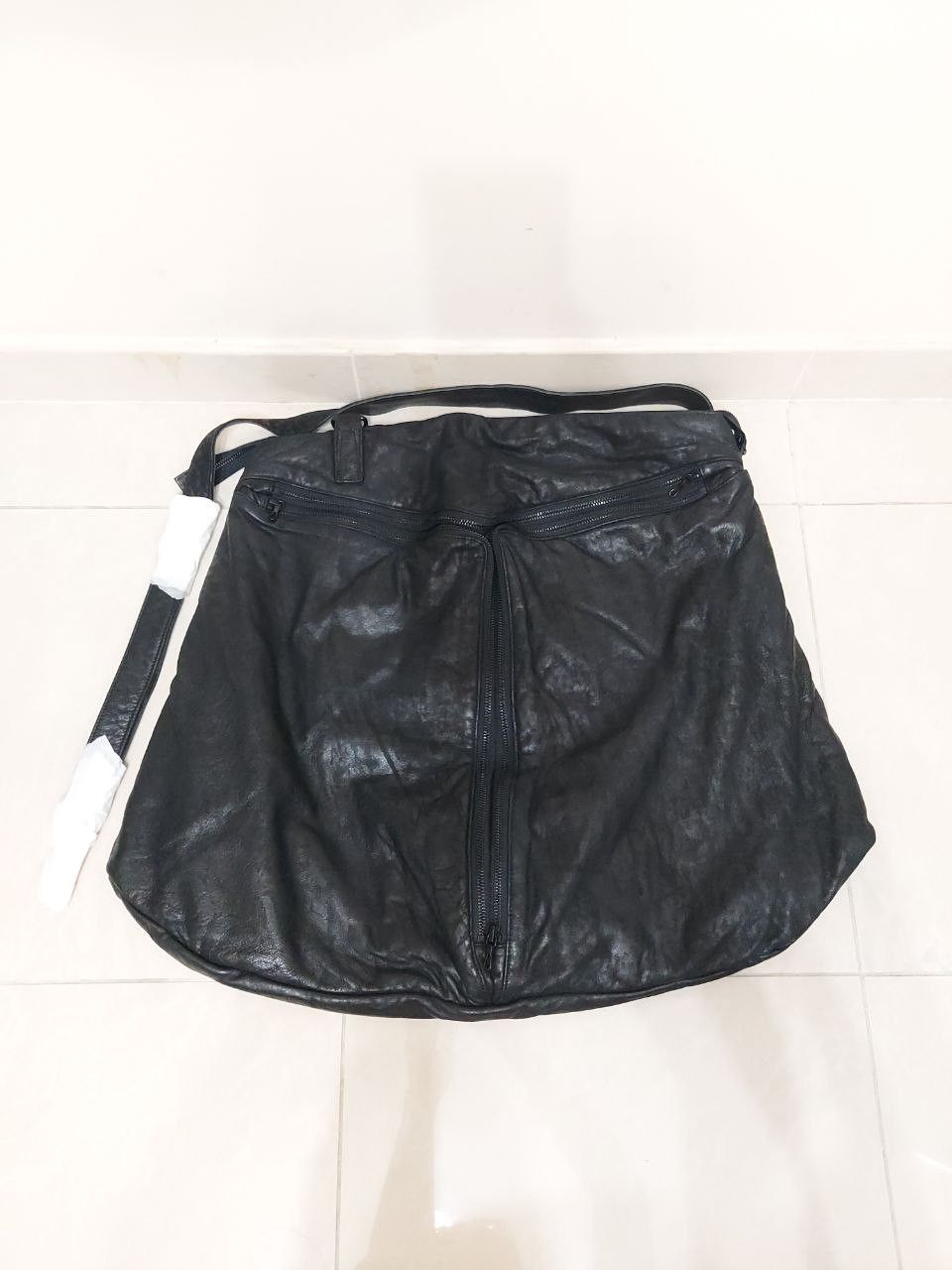 image of Julius Ss16 Sefiroth Triple Zip Leather Bag in Black, Men's