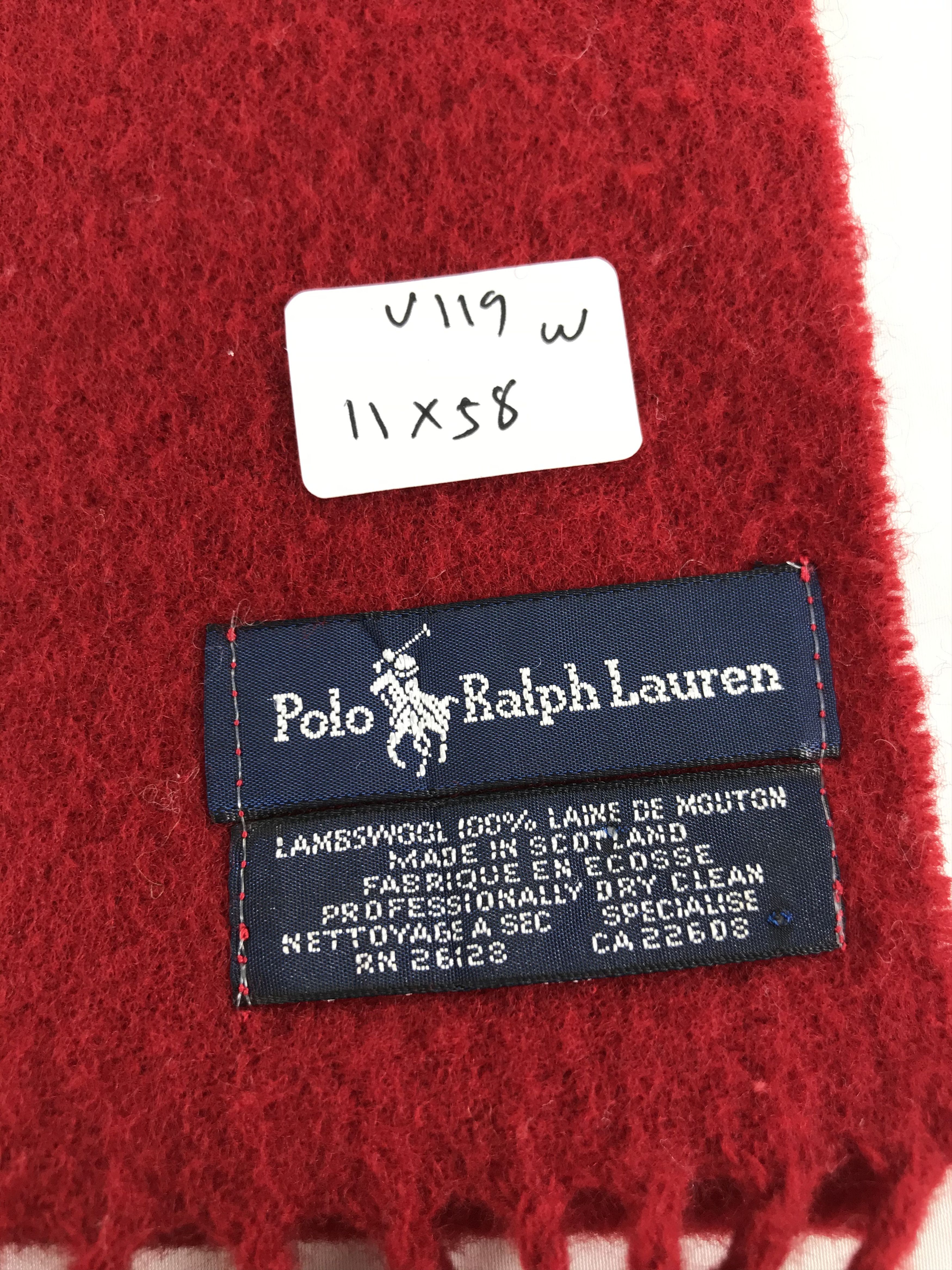 Polo Ralph Lauren Polo Ralph Lauren Red Wool Scarf Muffler V119 Size ONE SIZE - 4 Thumbnail