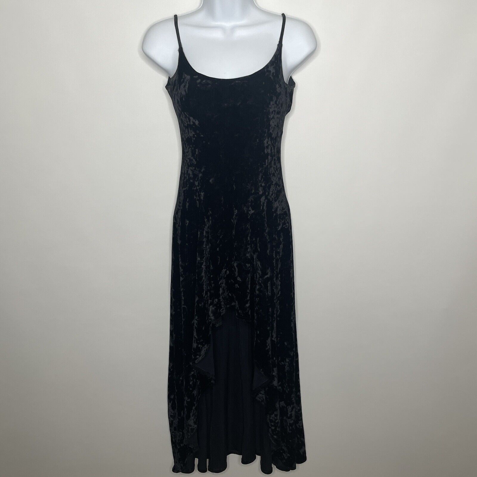 Vintage 90s Contempo Casuals Black Velvet High Low Gothic Maxi Dress ...