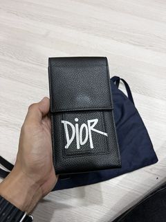 CHRISTIAN DIOR X SHAWN STUSSY Grained Calfskin Airpods Case Black 1032839