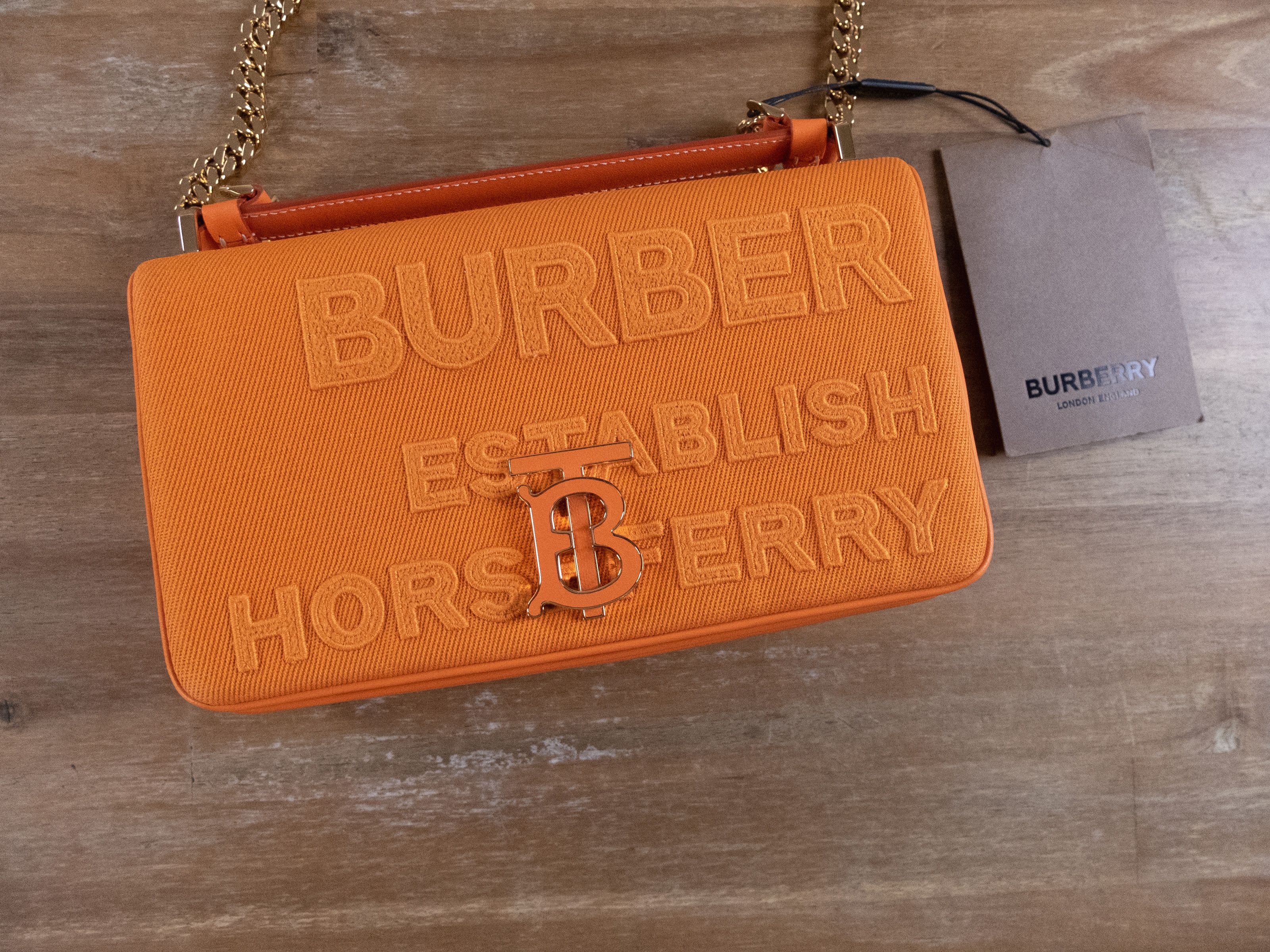 Burberry BURBERRY Lola Horseferry orange canvas chain shoulder bag Size ONE SIZE - 3 Thumbnail