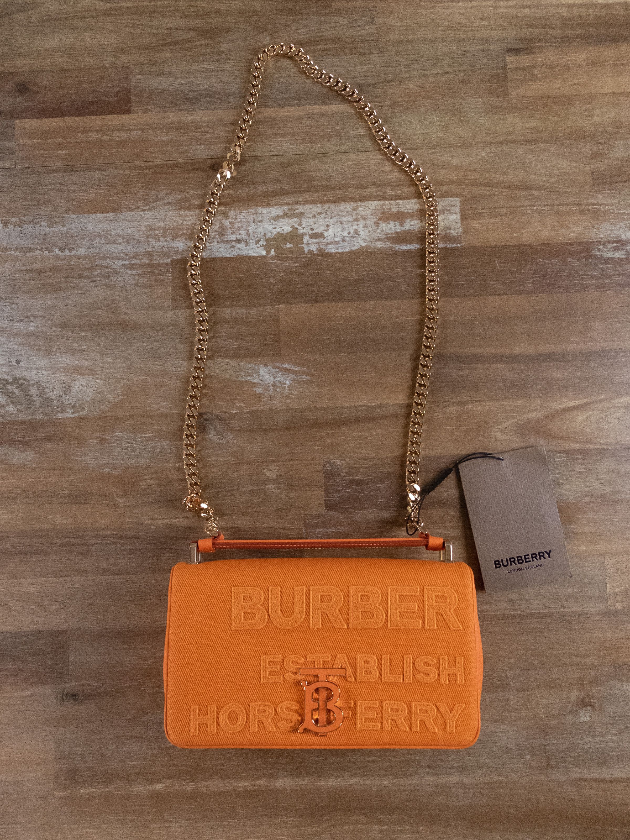Burberry BURBERRY Lola Horseferry orange canvas chain shoulder bag Size ONE SIZE - 5 Thumbnail