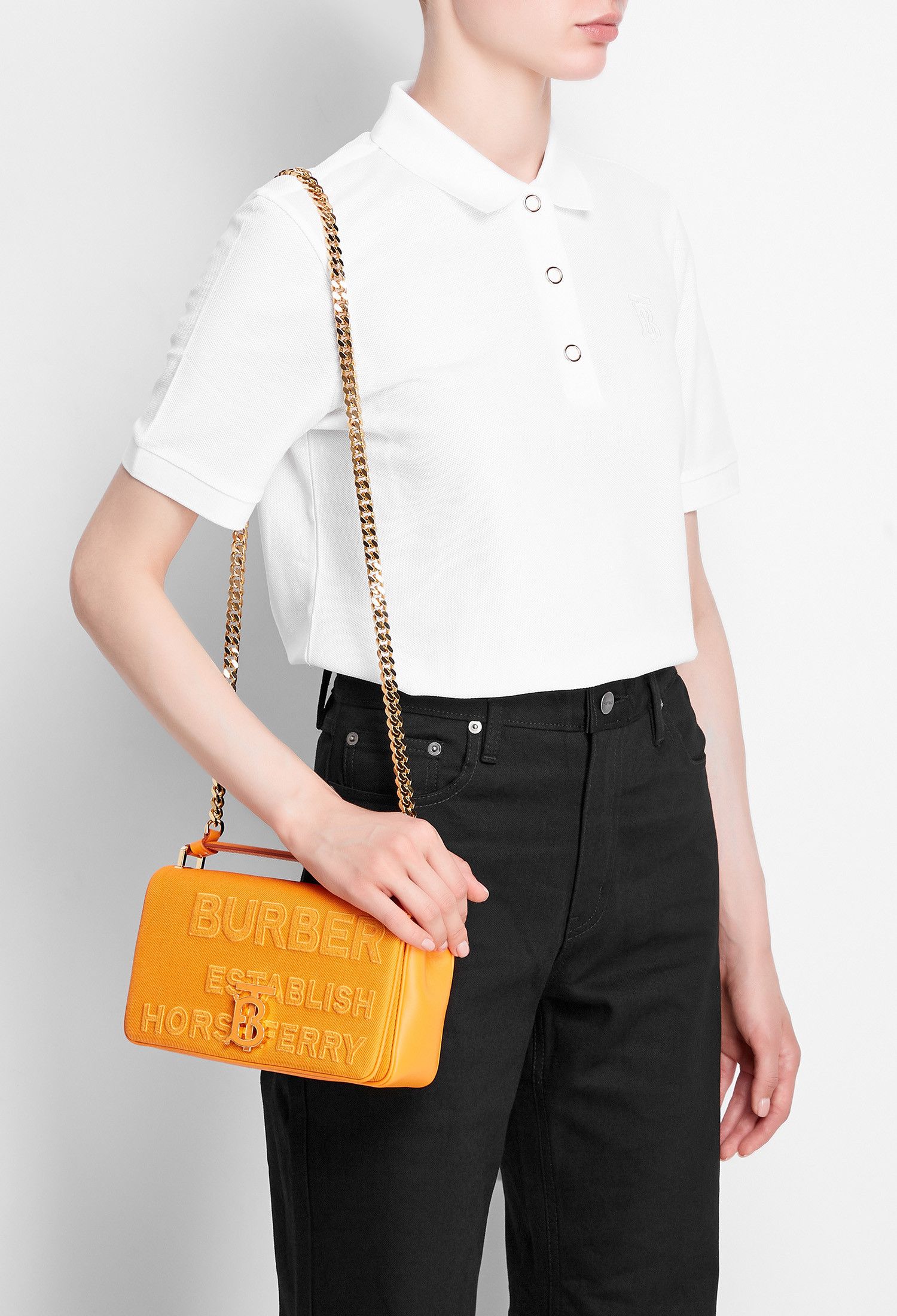 Burberry BURBERRY Lola Horseferry orange canvas chain shoulder bag Size ONE SIZE - 2 Thumbnail