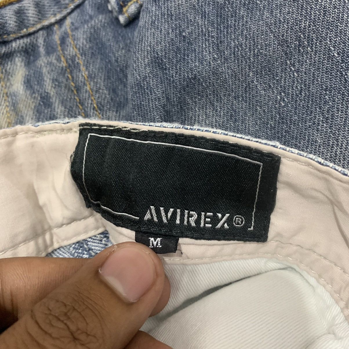 Avirex AVIREX USA Airforce Patchwork Boro Double Knee Denim Jeans Size US 31 - 23 Thumbnail