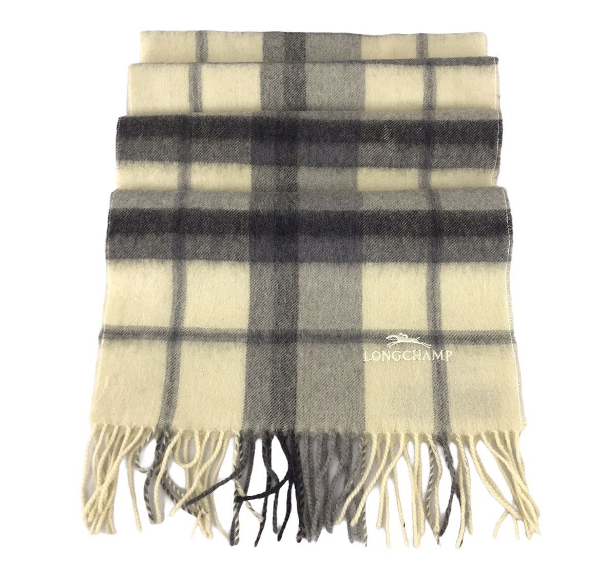 Vintage Longchamp Parisl Muffler Scarf Luxury Plaid Checked