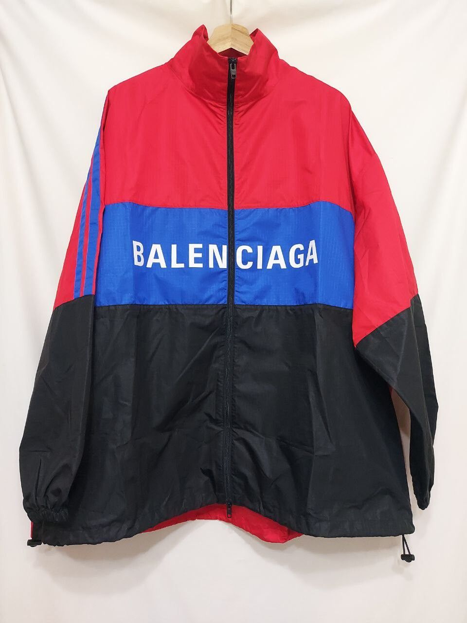 image of Balenciaga Colorblock Logo Windbreaker Jacket, Men's (Size Medium)