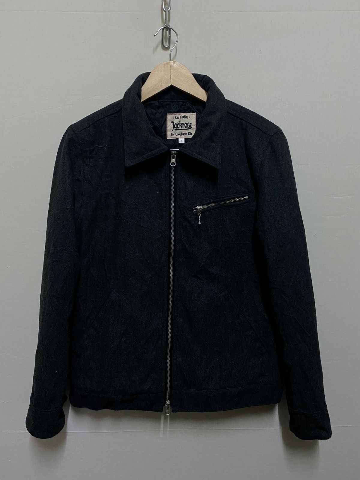 Japanese Brand Jack Rose Biker Jacker Zipper Wool Size US L / EU 52-54 / 3 - 1 Thumbnail