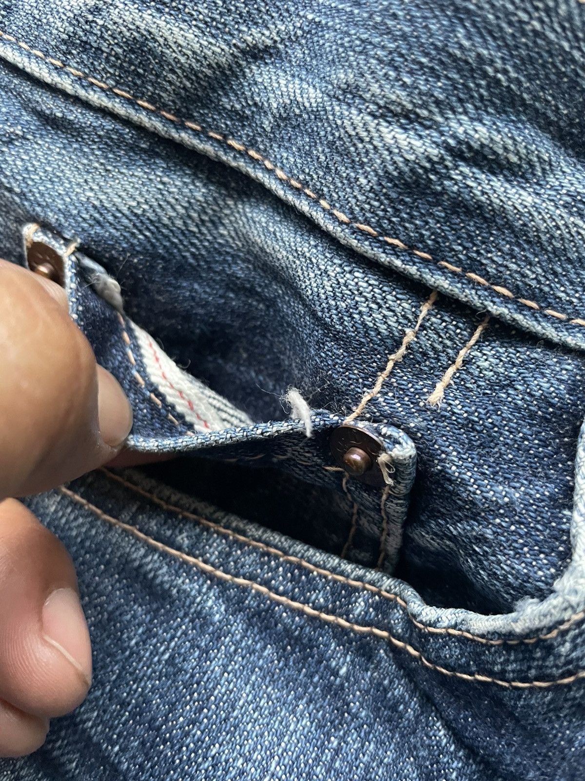 Japanese Brand Domingo Vintage Selvedge Aging Faded Distressed Denim Size US 27 - 19 Thumbnail