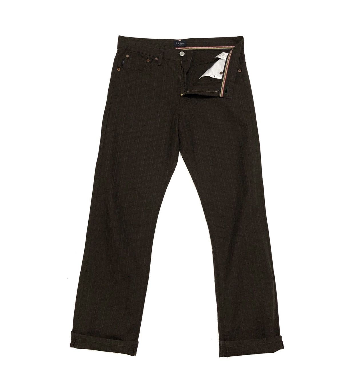 image of Paul Smith Black Stripe Denim Penstripe Jeans in Brown, Men's (Size 31)