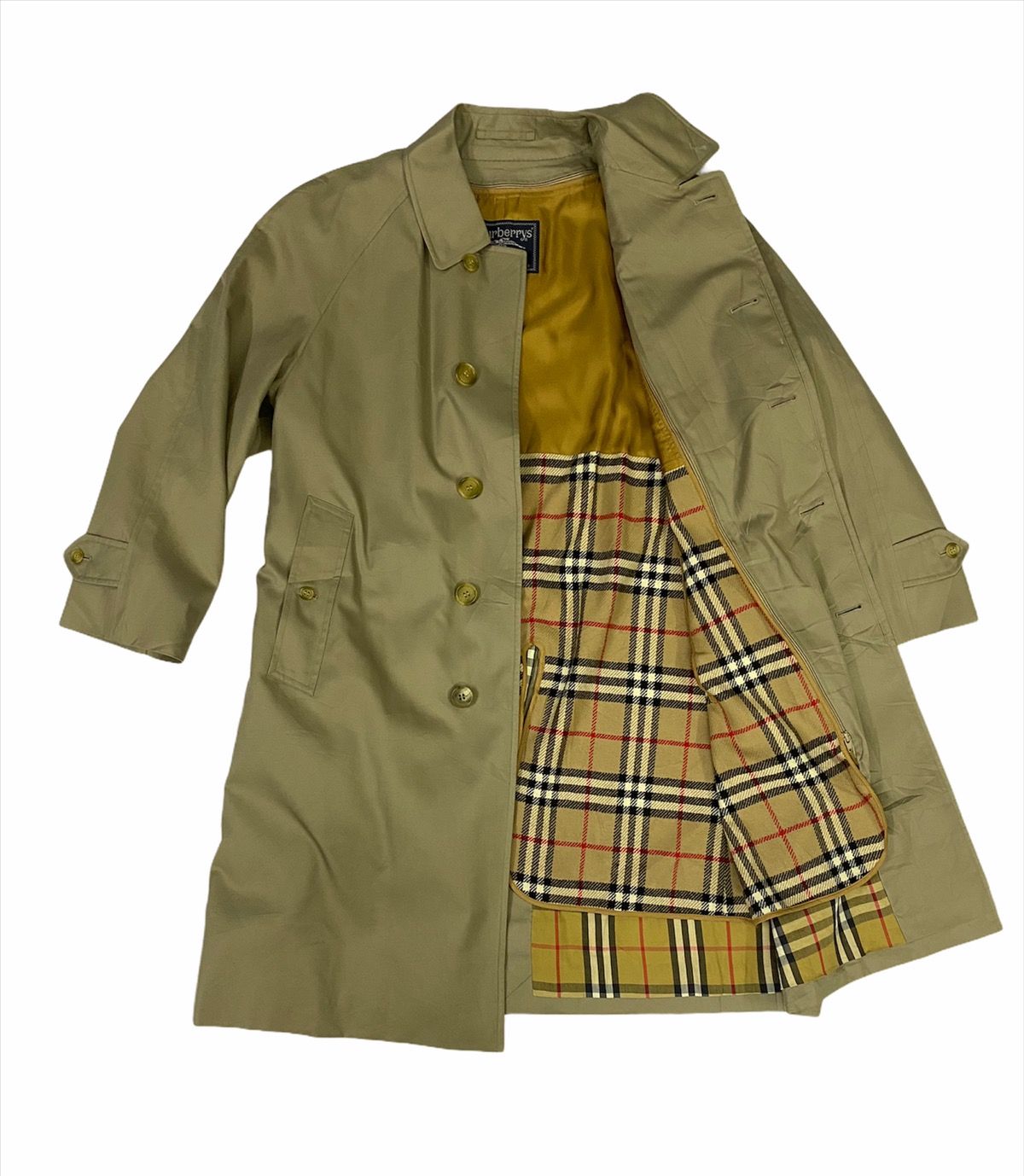 Pre-owned Burberry X Vintage Burberry Trench Coat Gabardine In Brown/green