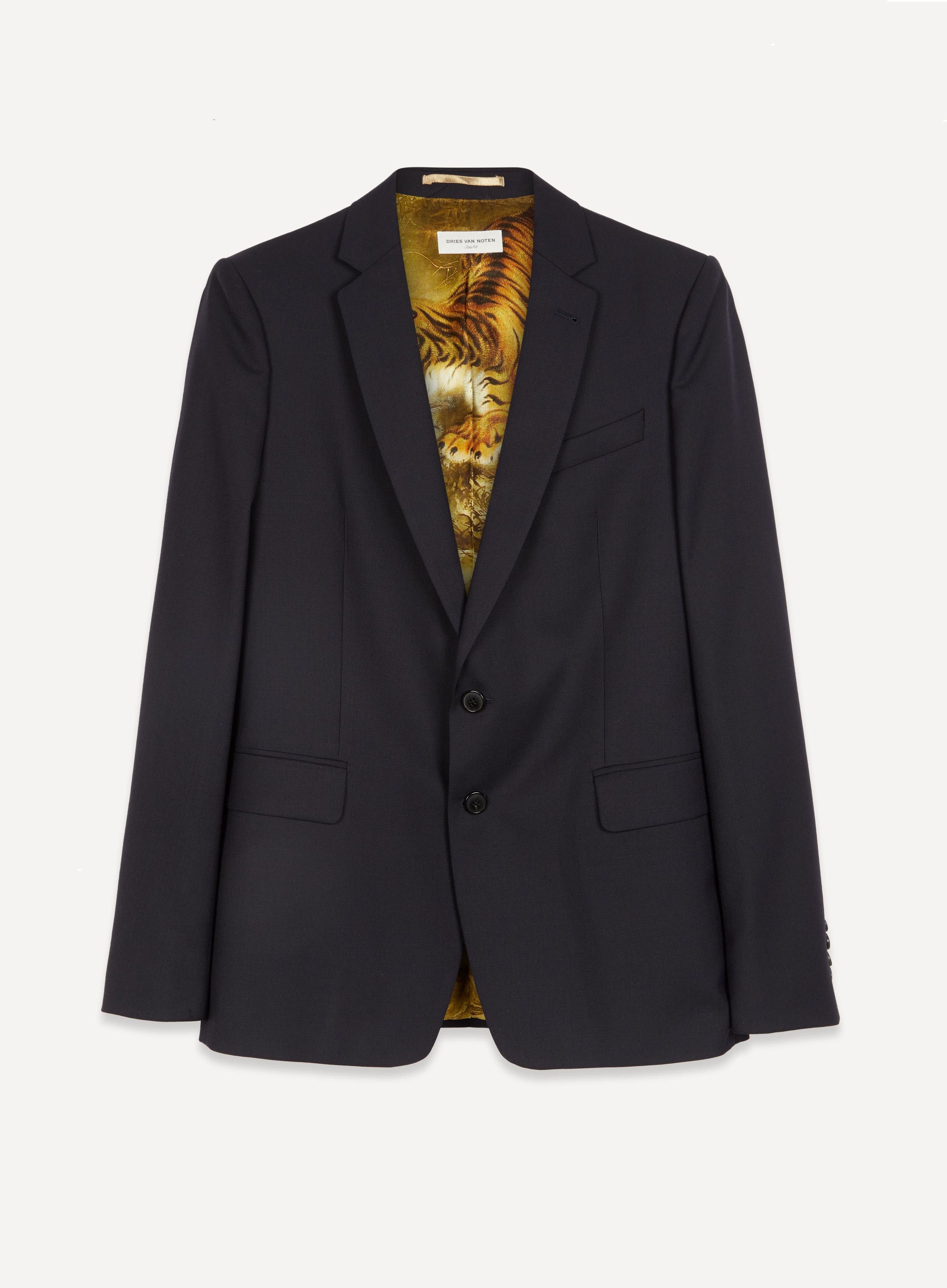 Dries Van Noten Dries FW20 Blaine Jacket - Navy w/ Tiger Print Lining Size US S / EU 44-46 / 1 - 1 Thumbnail
