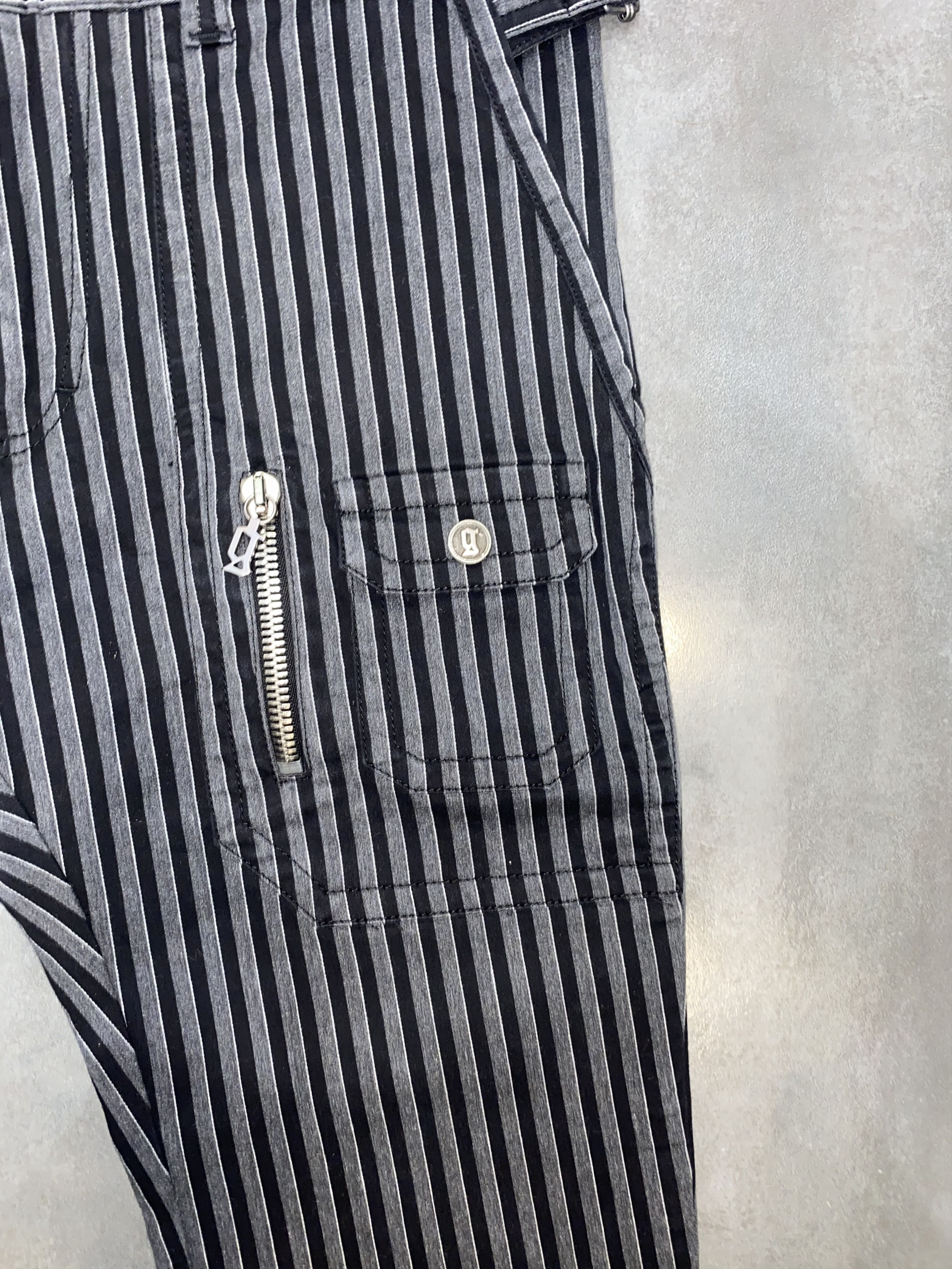 John Galliano Galliano Striped Black/White Cargo Zipped Pants Size US 32 / EU 48 - 4 Thumbnail