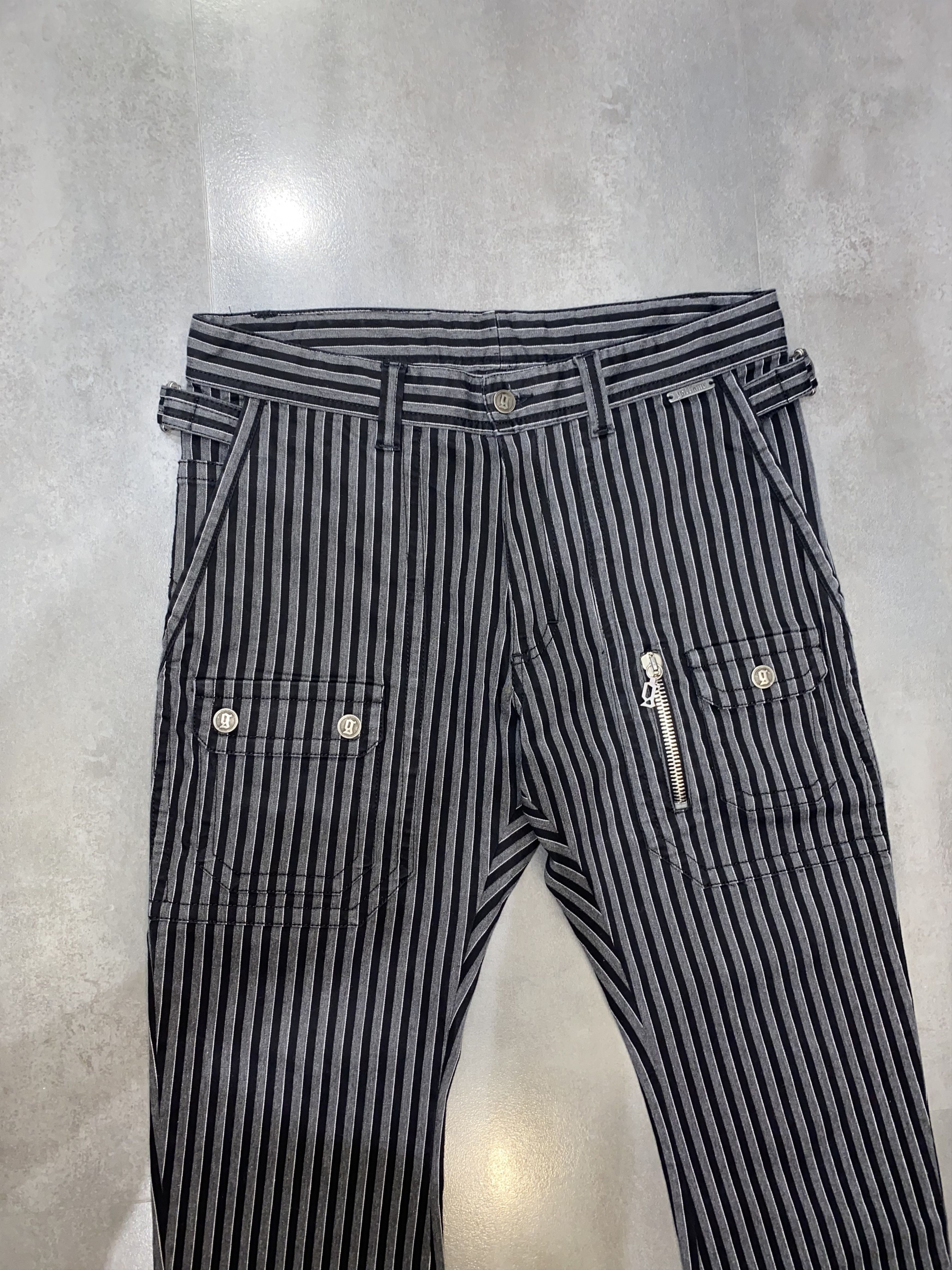 John Galliano Galliano Striped Black/White Cargo Zipped Pants Size US 32 / EU 48 - 3 Thumbnail
