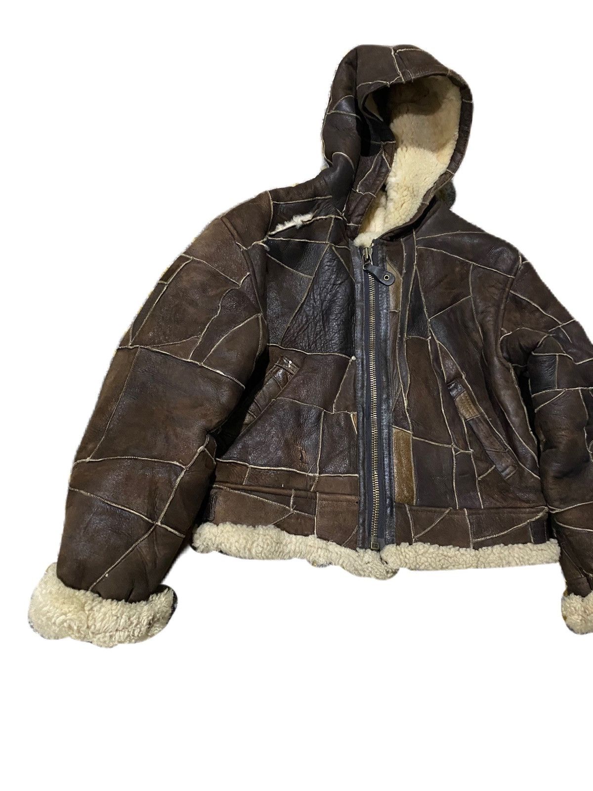 Schott B3 STYLE JACKET SHEEPSKIN PATCH WORK STYLE WITH HOODIES Size US M / EU 48-50 / 2 - 3 Thumbnail