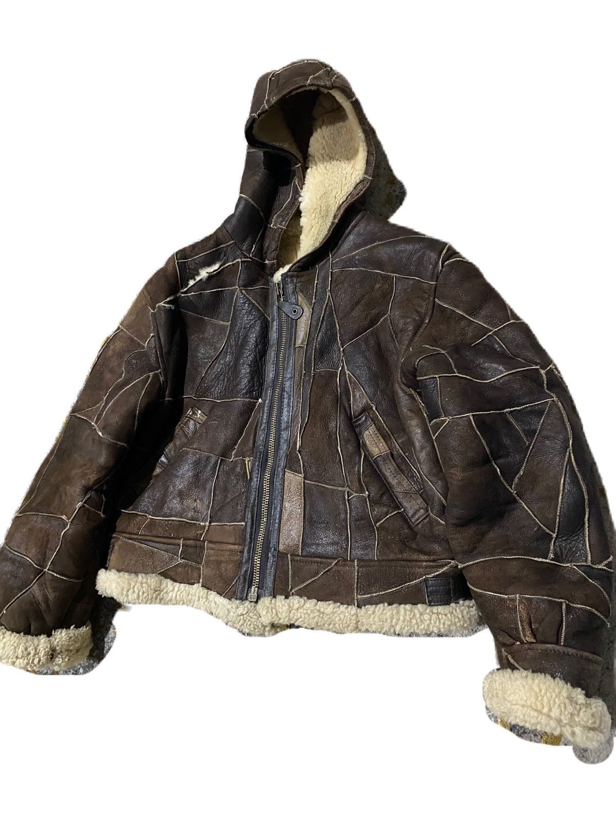 Schott B3 STYLE JACKET SHEEPSKIN PATCH WORK STYLE WITH HOODIES Size US M / EU 48-50 / 2 - 5 Thumbnail