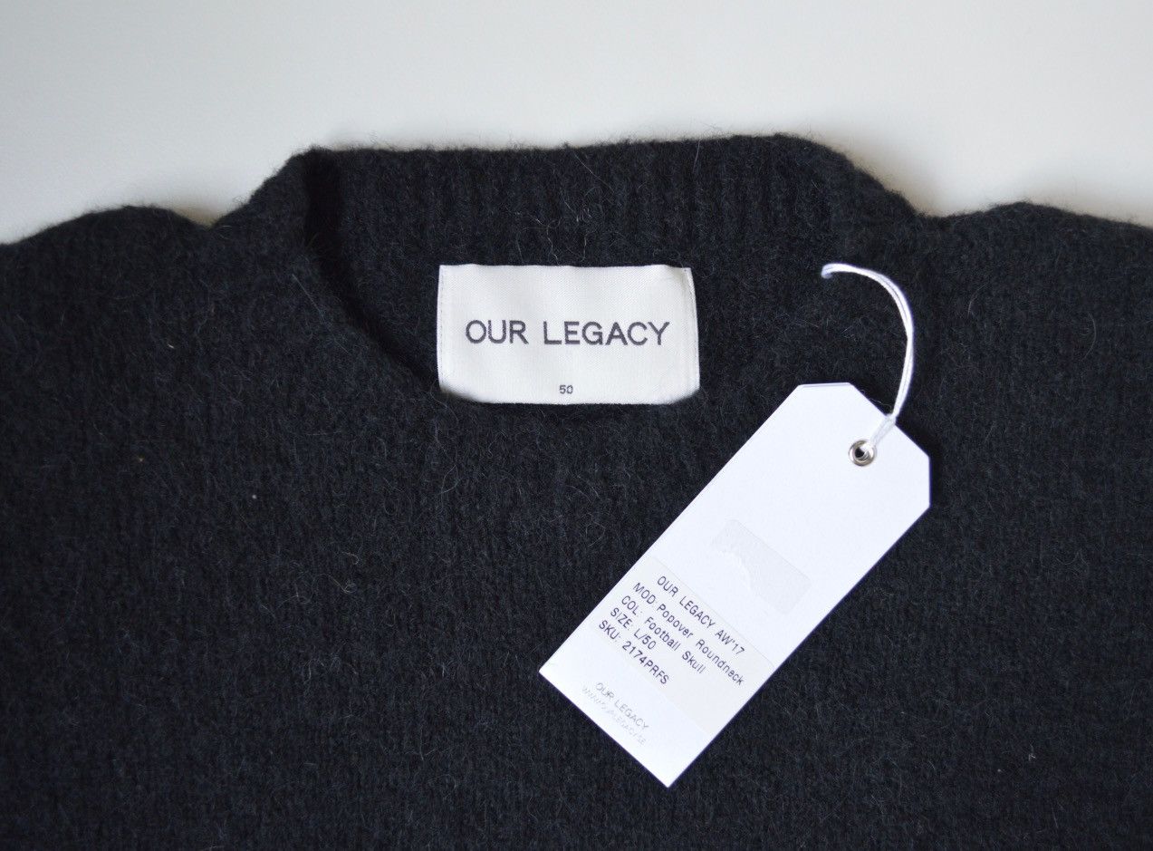 Our Legacy Black Alpaca Wool ‘Football Skull’ Sweater Size US L / EU 52-54 / 3 - 3 Thumbnail