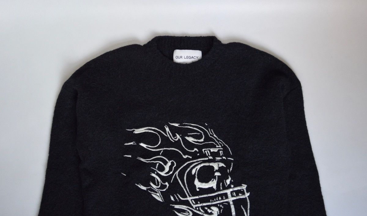 Our Legacy Black Alpaca Wool ‘Football Skull’ Sweater Size US L / EU 52-54 / 3 - 2 Thumbnail