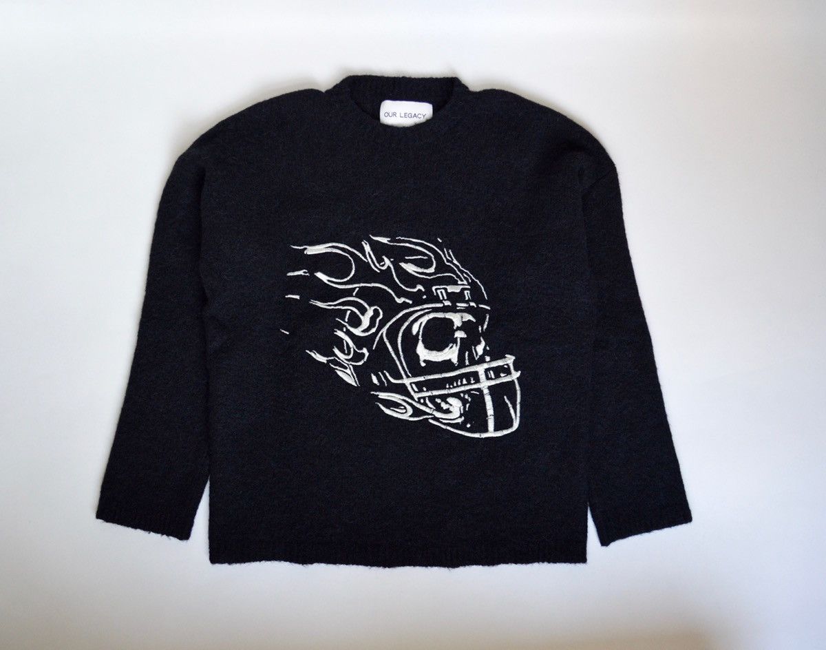 Our Legacy Black Alpaca Wool ‘Football Skull’ Sweater Size US L / EU 52-54 / 3 - 9 Thumbnail