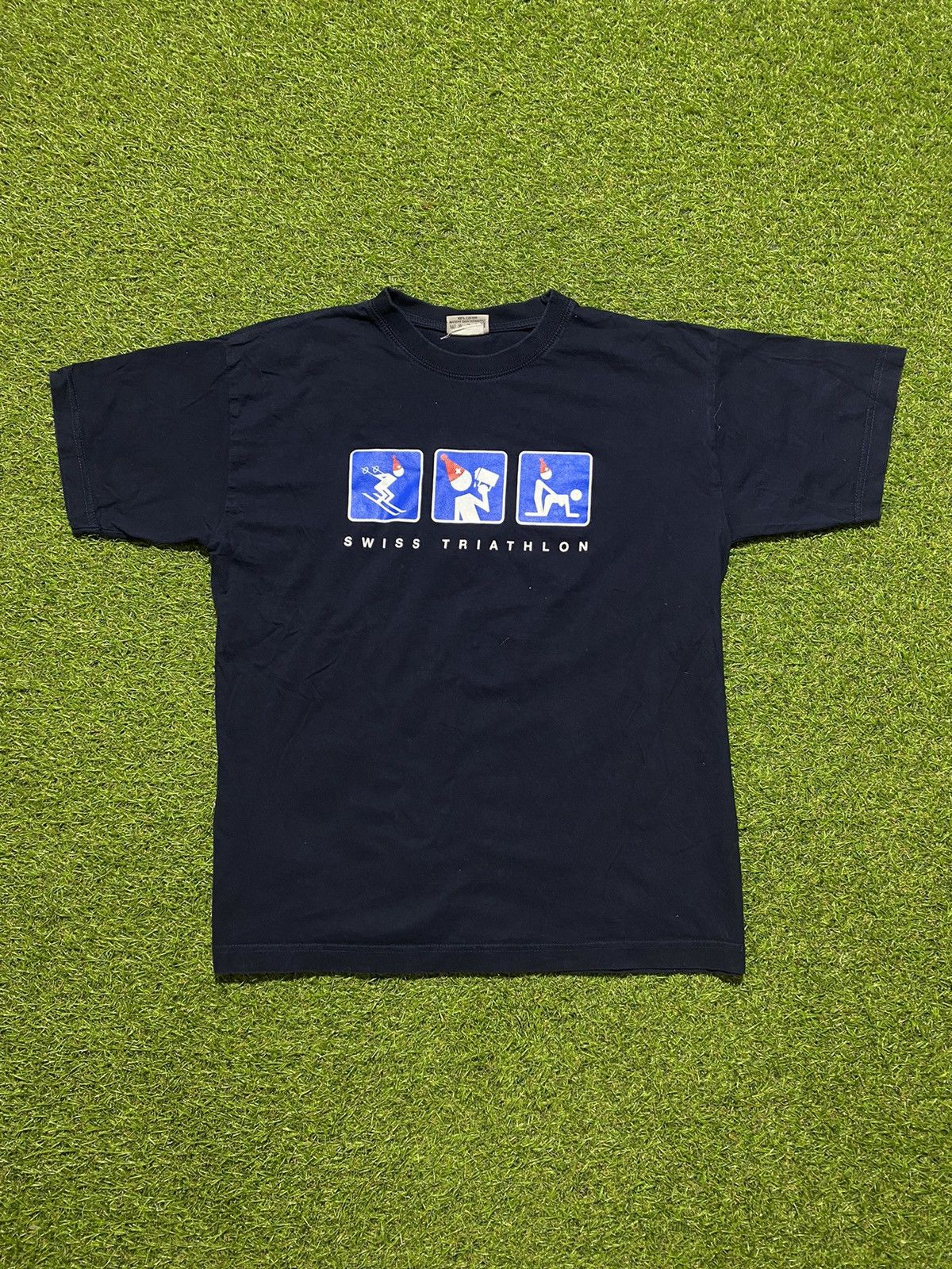 Vintage Vintage Swiss Triathlon Humor tee streetwear style size M Size US M / EU 48-50 / 2 - 1 Thumbnail