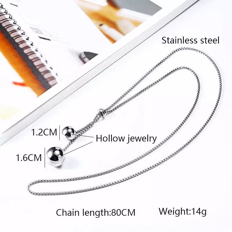 Jewelry Stainless Steel Long Bead Necklace Size ONE SIZE - 3 Thumbnail