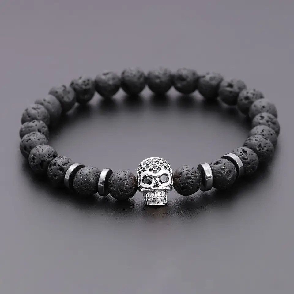 Other 8mm Natural Black Lava Stone Beads Stretch Bracelets Size ONE SIZE - 1 Preview