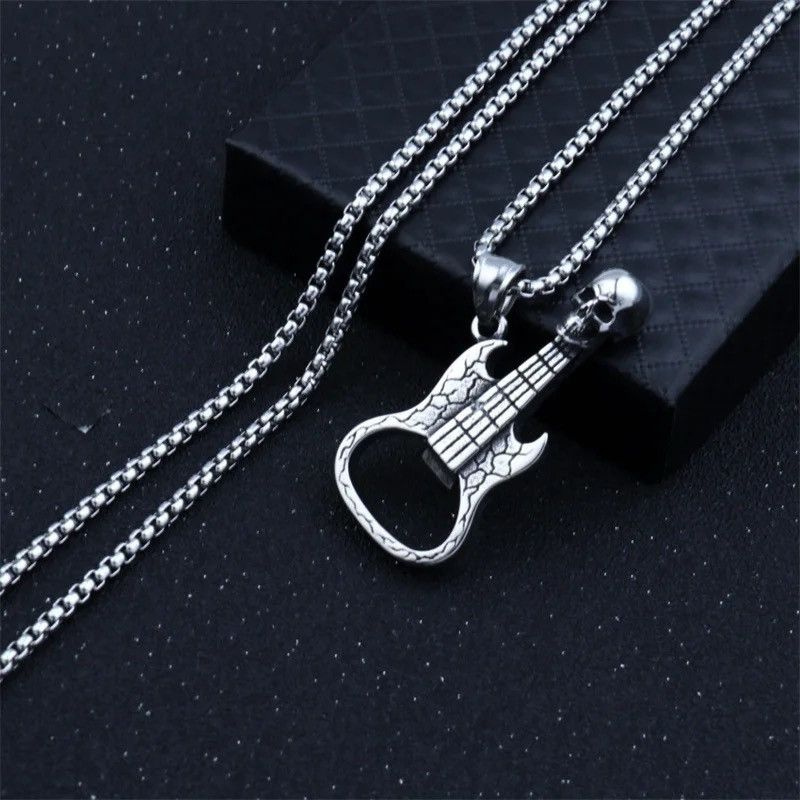 Jewelry Skull Guitar Pendant Necklace Size ONE SIZE - 3 Thumbnail