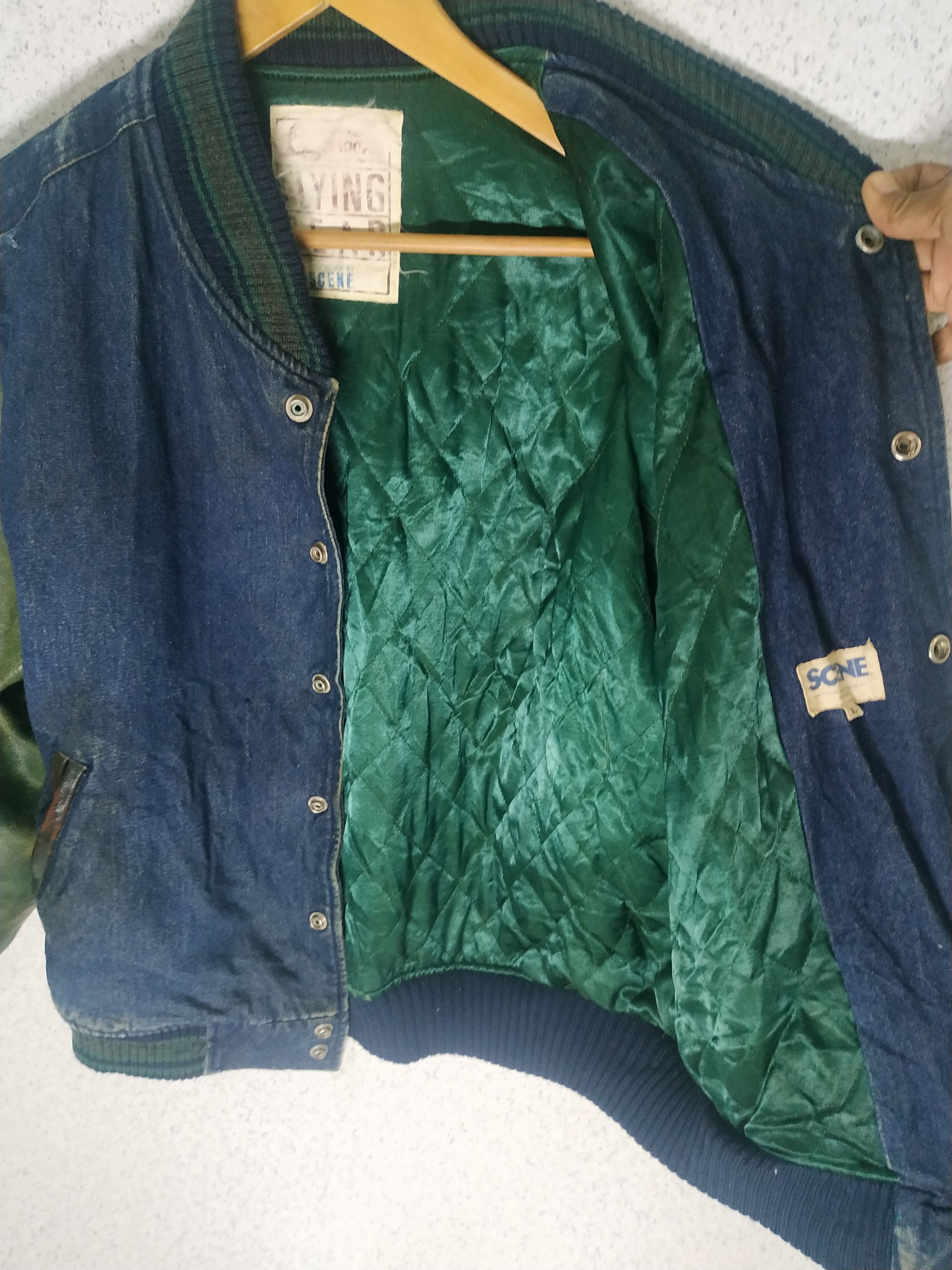 Vintage Vintage Flying Gear by Scene Denim Varsity Jacket Size US L / EU 52-54 / 3 - 4 Thumbnail