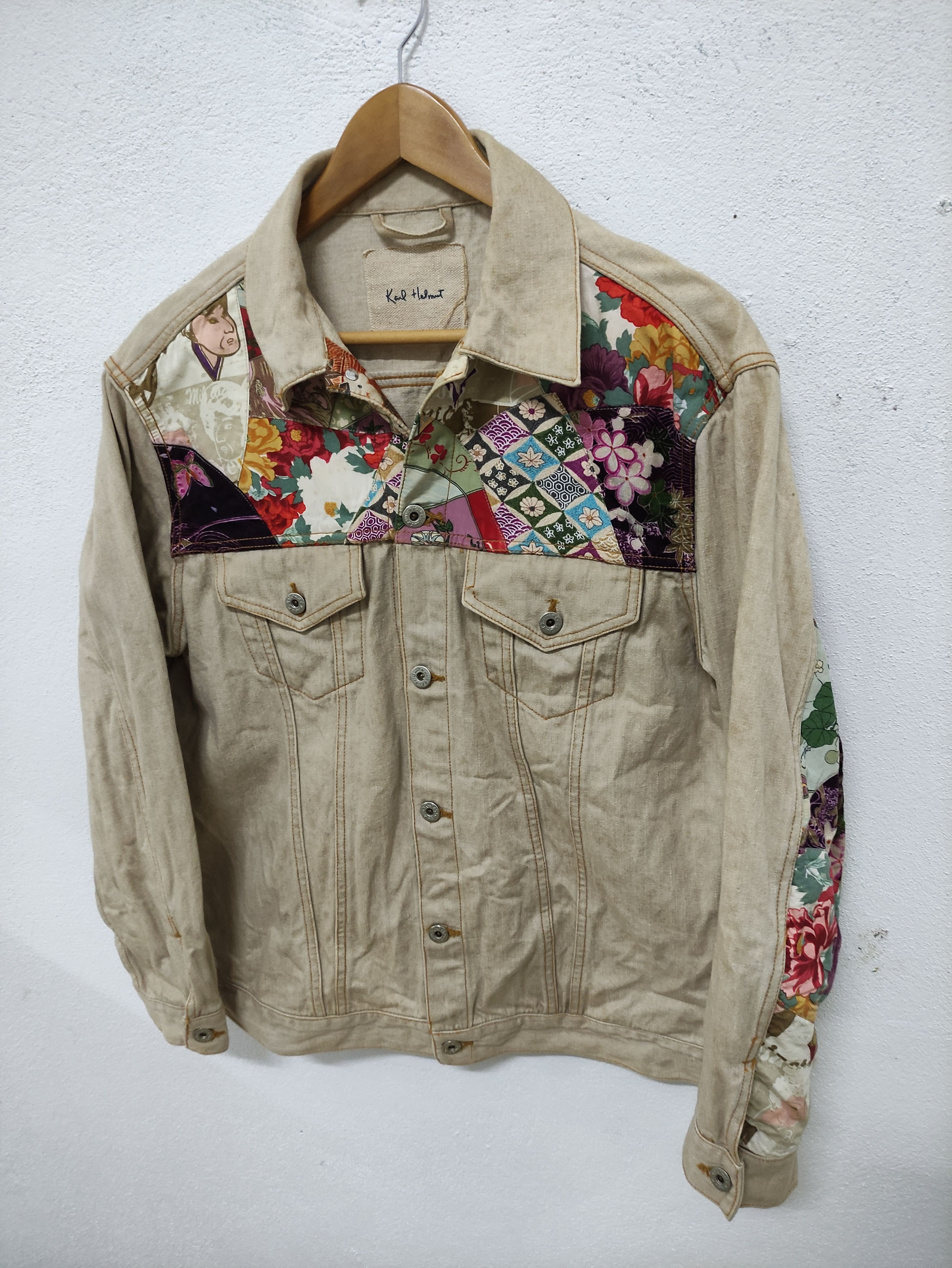 Karl Helmut × Pink House × Vintage Vintage Karl Helmut Japanese Art Trucker Jacket Size US L / EU 52-54 / 3 - 4 Thumbnail
