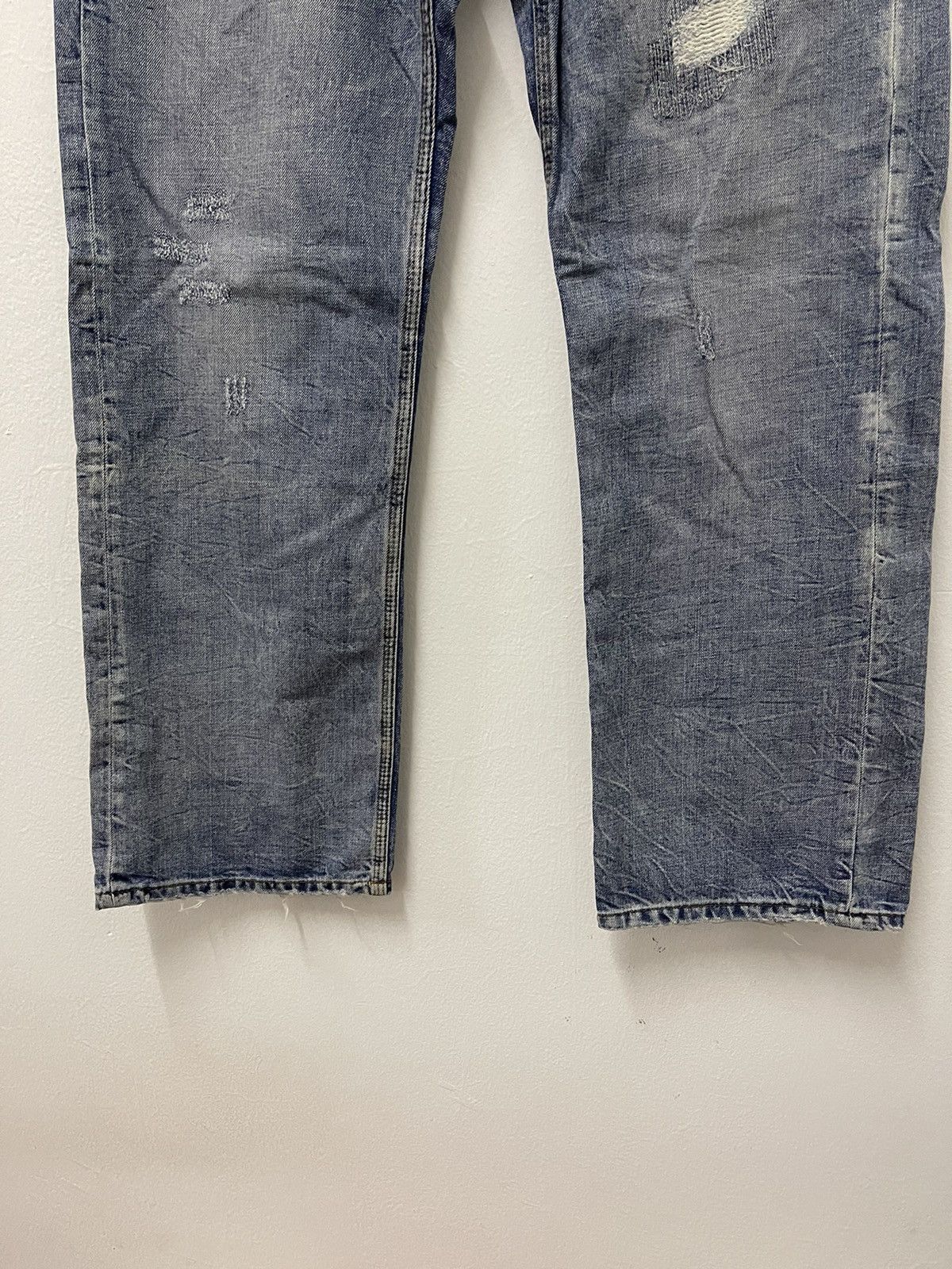 Japanese Brand × Replay × Vintage Vintage Replay Ripped Zigzag Blue Wash Distress Jeans Size US 38 / EU 54 - 3 Thumbnail