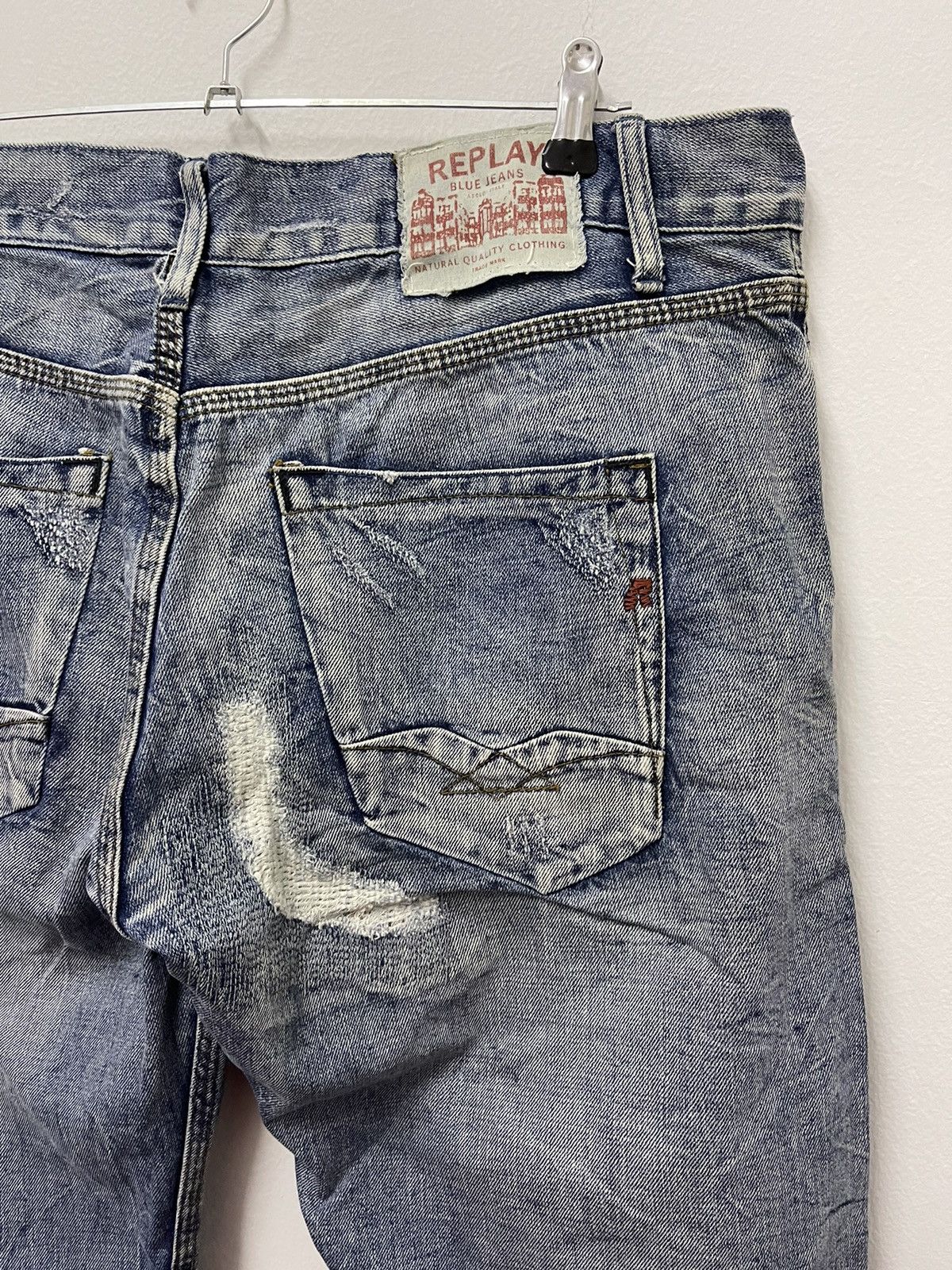 Japanese Brand × Replay × Vintage Vintage Replay Ripped Zigzag Blue Wash Distress Jeans Size US 38 / EU 54 - 15 Thumbnail