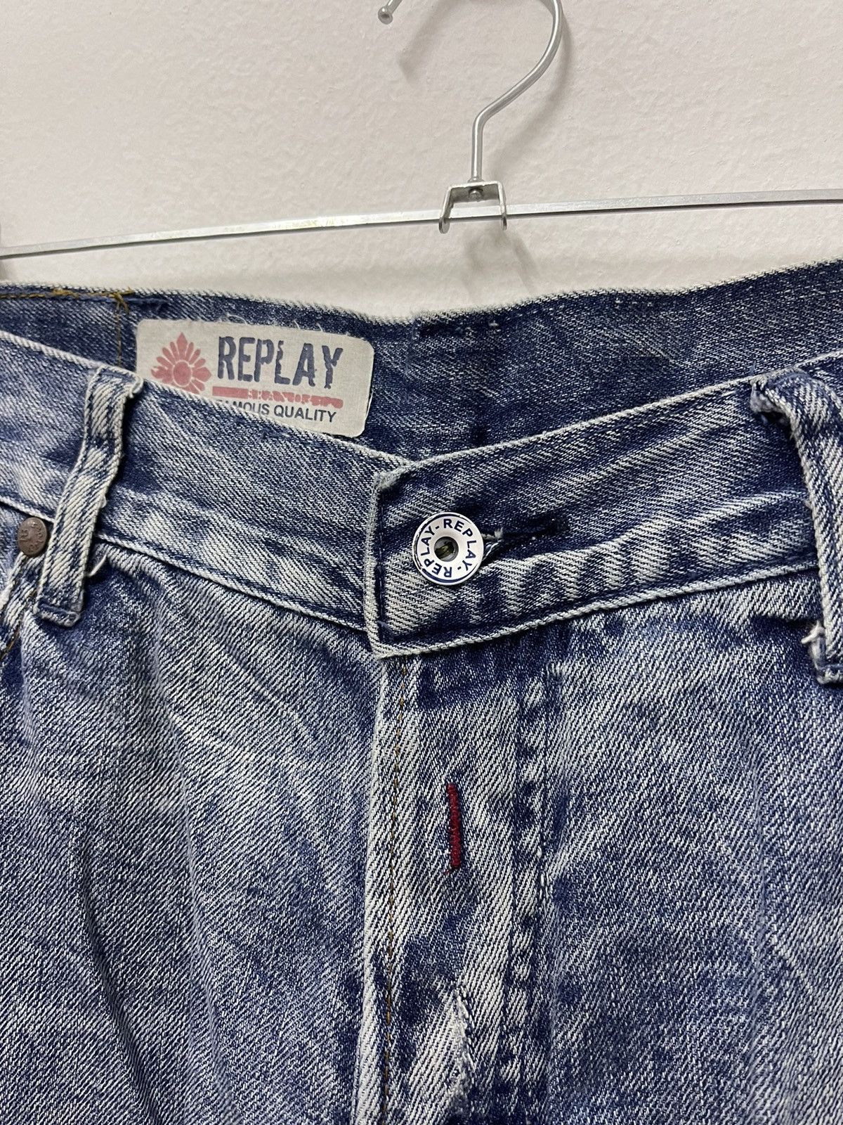 Japanese Brand × Replay × Vintage Vintage Replay Ripped Zigzag Blue Wash Distress Jeans Size US 38 / EU 54 - 7 Thumbnail