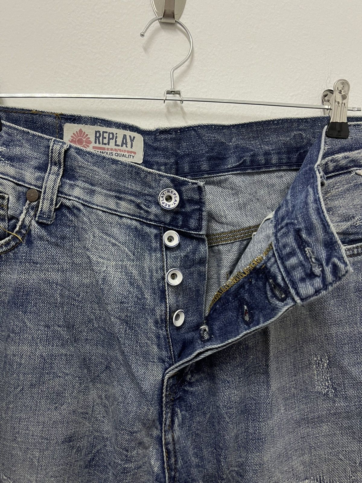 Japanese Brand × Replay × Vintage Vintage Replay Ripped Zigzag Blue Wash Distress Jeans Size US 38 / EU 54 - 10 Thumbnail