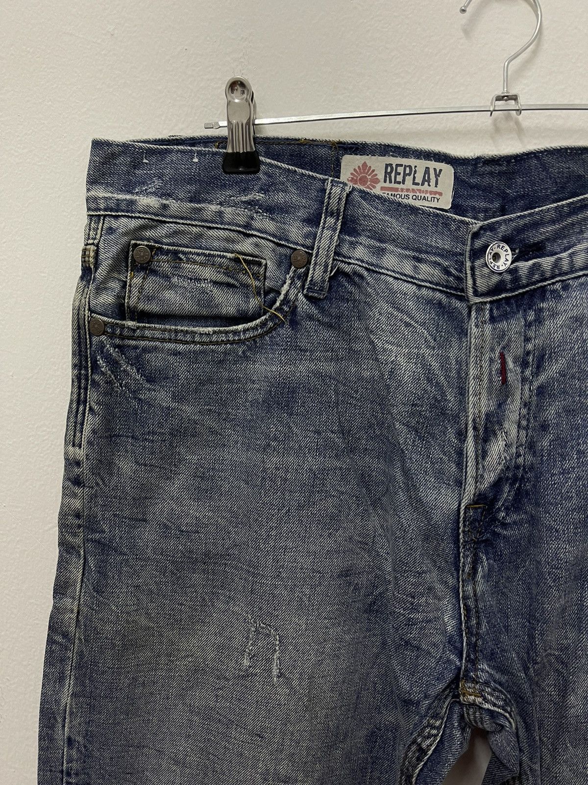 Japanese Brand × Replay × Vintage Vintage Replay Ripped Zigzag Blue Wash Distress Jeans Size US 38 / EU 54 - 4 Thumbnail