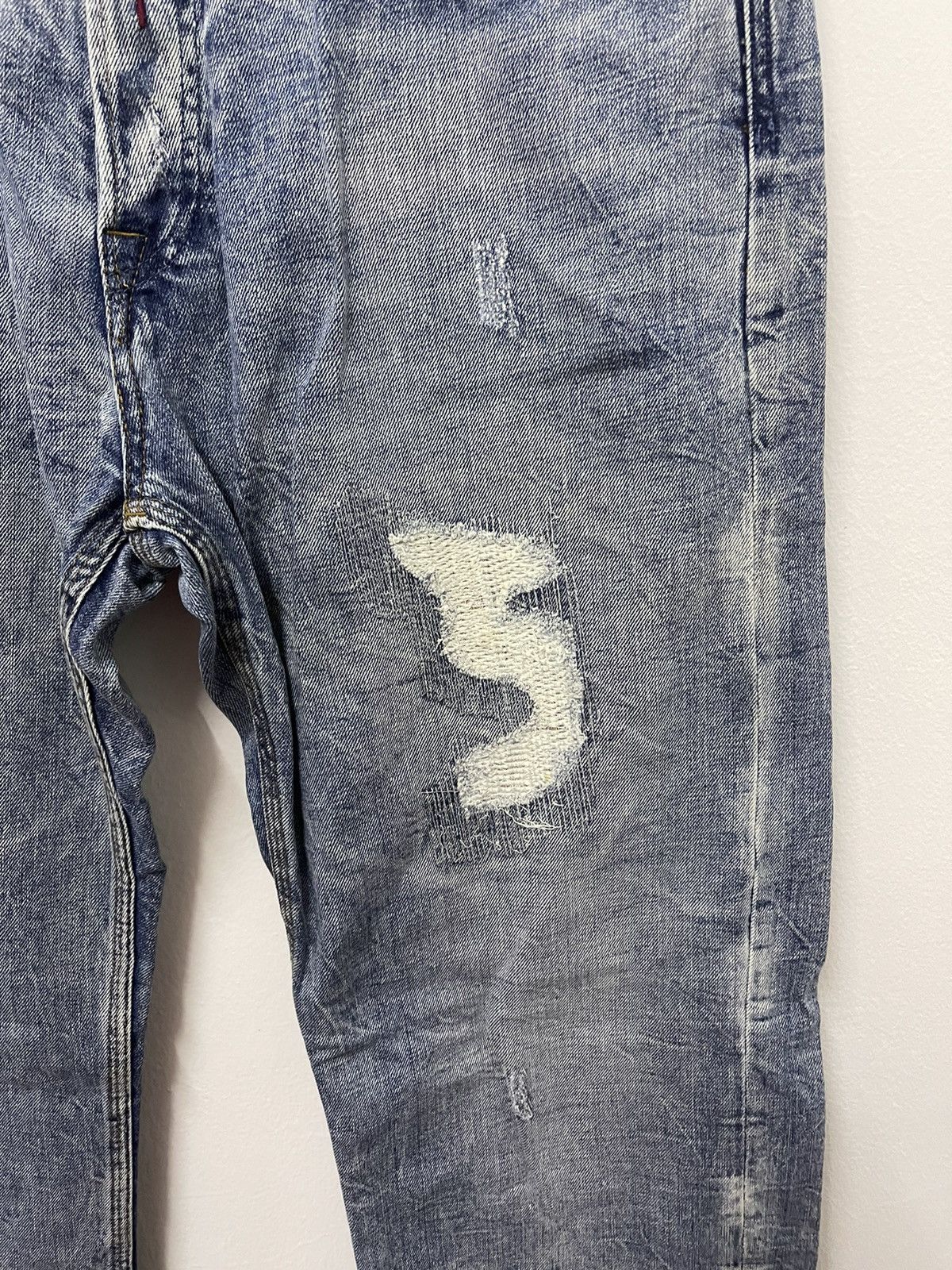 Japanese Brand × Replay × Vintage Vintage Replay Ripped Zigzag Blue Wash Distress Jeans Size US 38 / EU 54 - 6 Thumbnail
