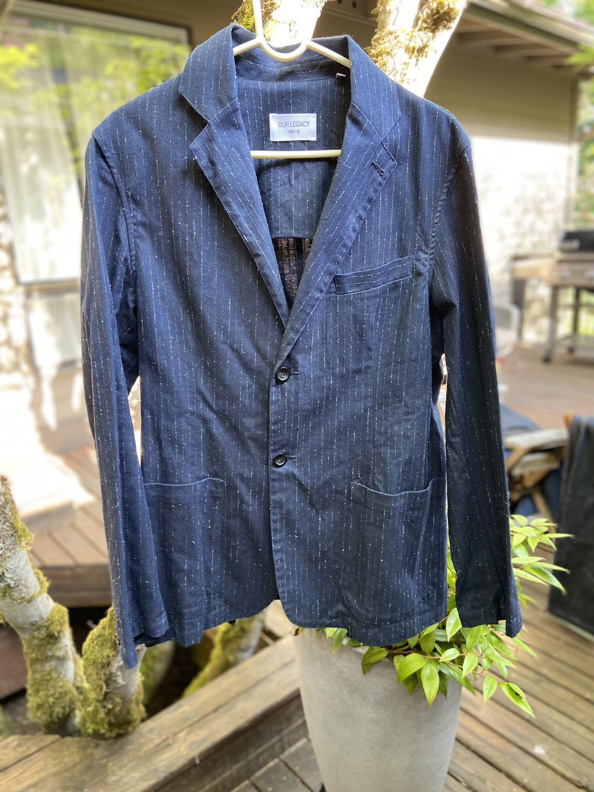 Our Legacy Our Legacy Navy Pinstripe Suit Size 48R - 2 Thumbnail