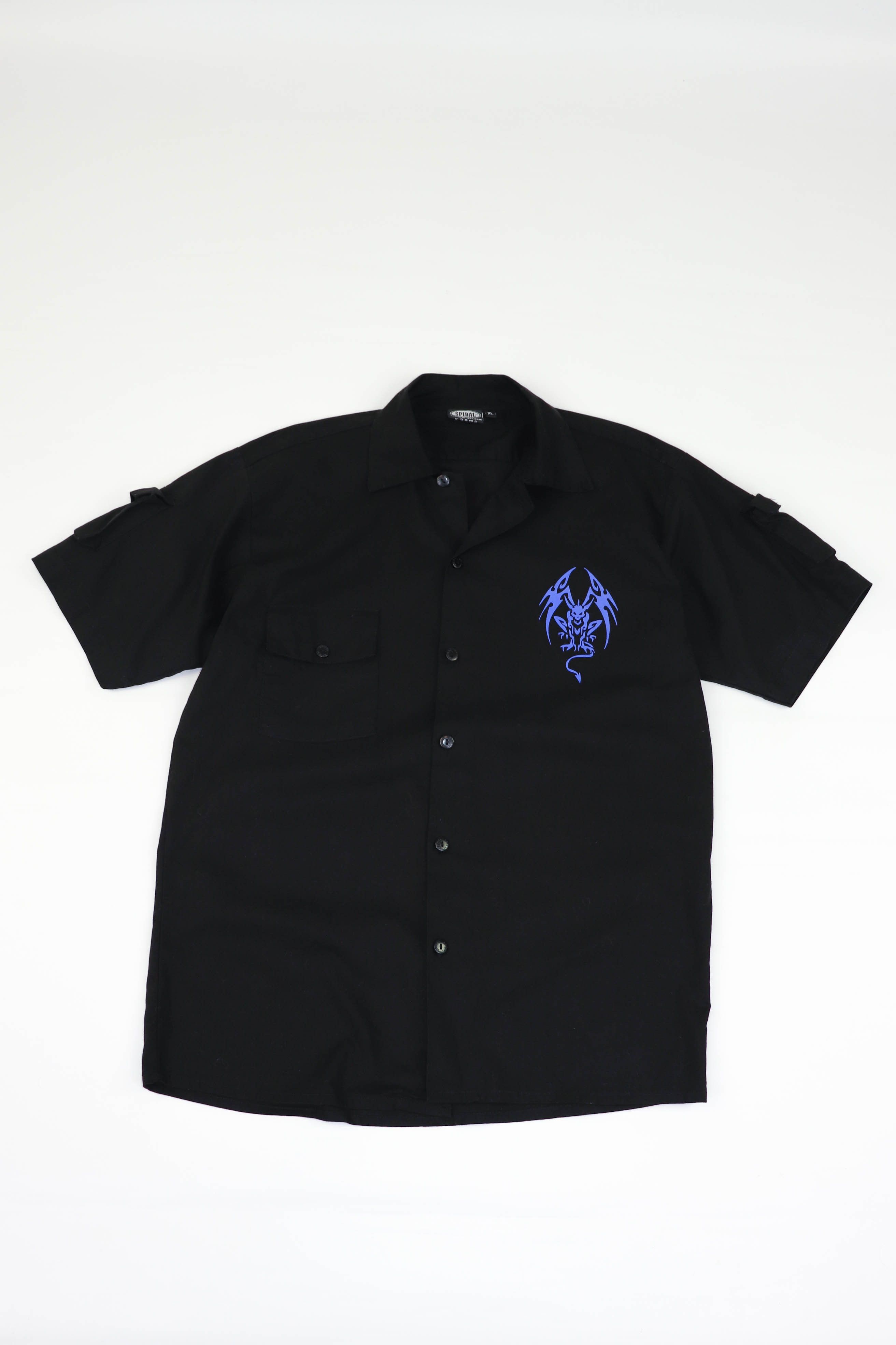 Tribal Streetwear Spiral Vintage Tribal Style Graphics Black S/S Pockets Shirt Size US XL / EU 56 / 4 - 2 Thumbnail