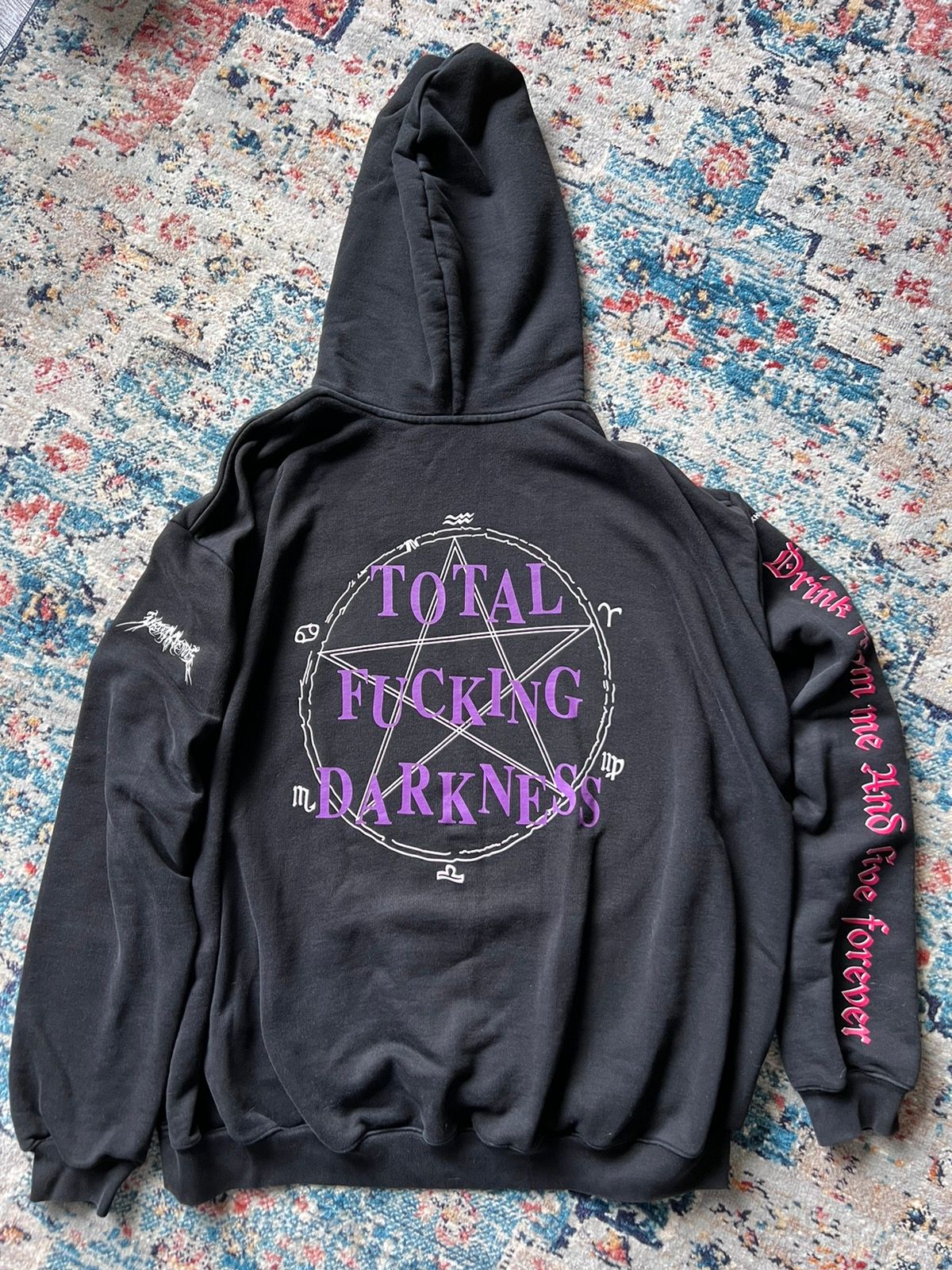 Pre-owned Total Fucking Darkness Hoodie In Black