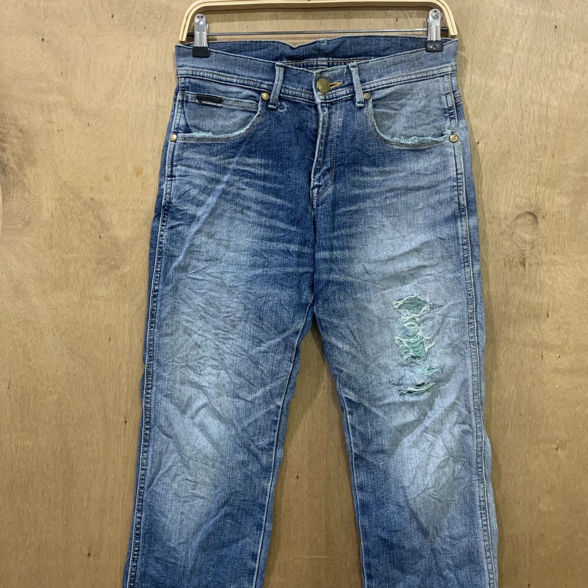 Wrangler WRANGLER Vintag 90s Stonewash Indigo Distressed Denim Jeans Size US 29 - 4 Thumbnail