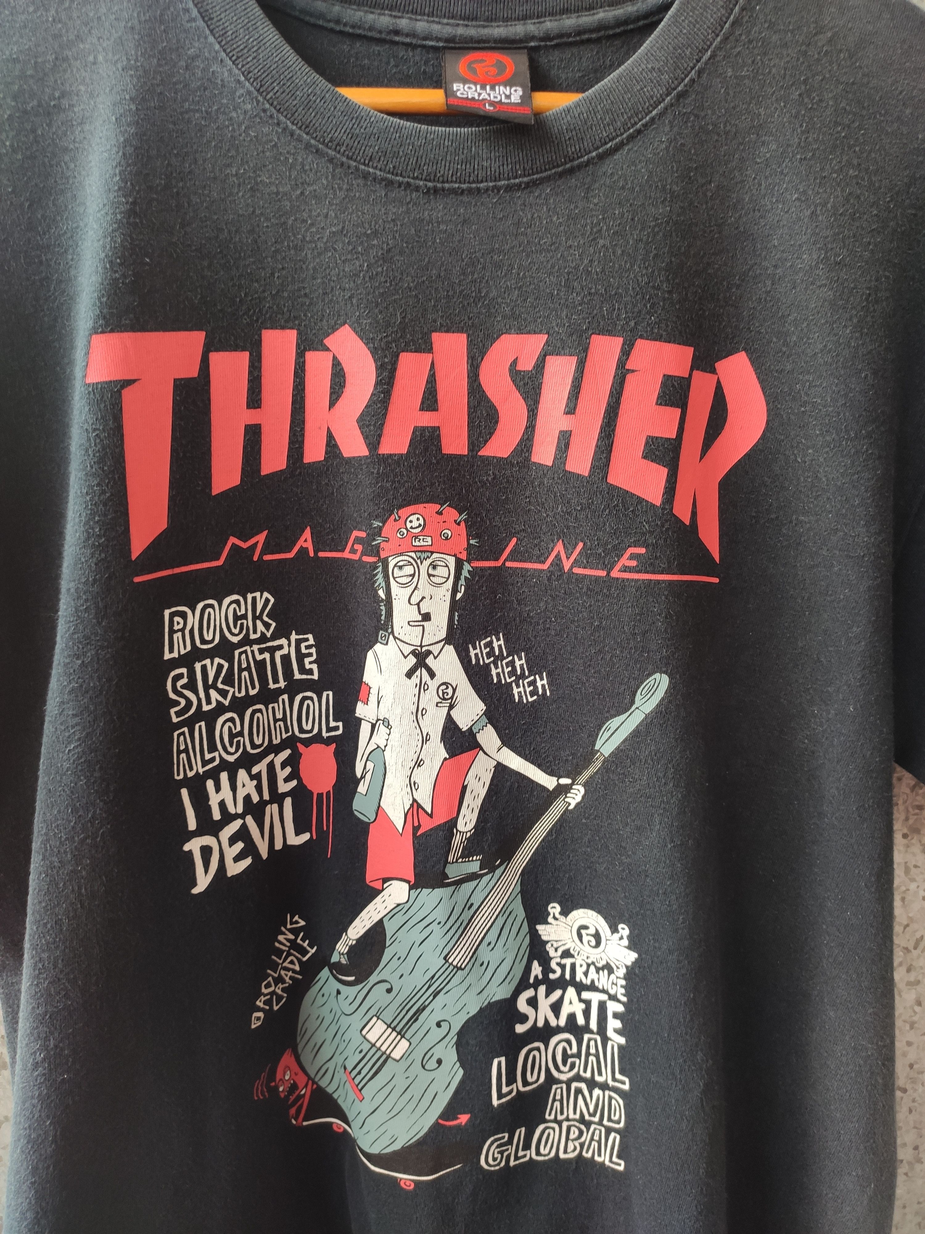 Thrasher 🔥 Vtg Trasher t shirt Skateboard Magazine Rolling Cradle Size US L / EU 52-54 / 3 - 3 Thumbnail